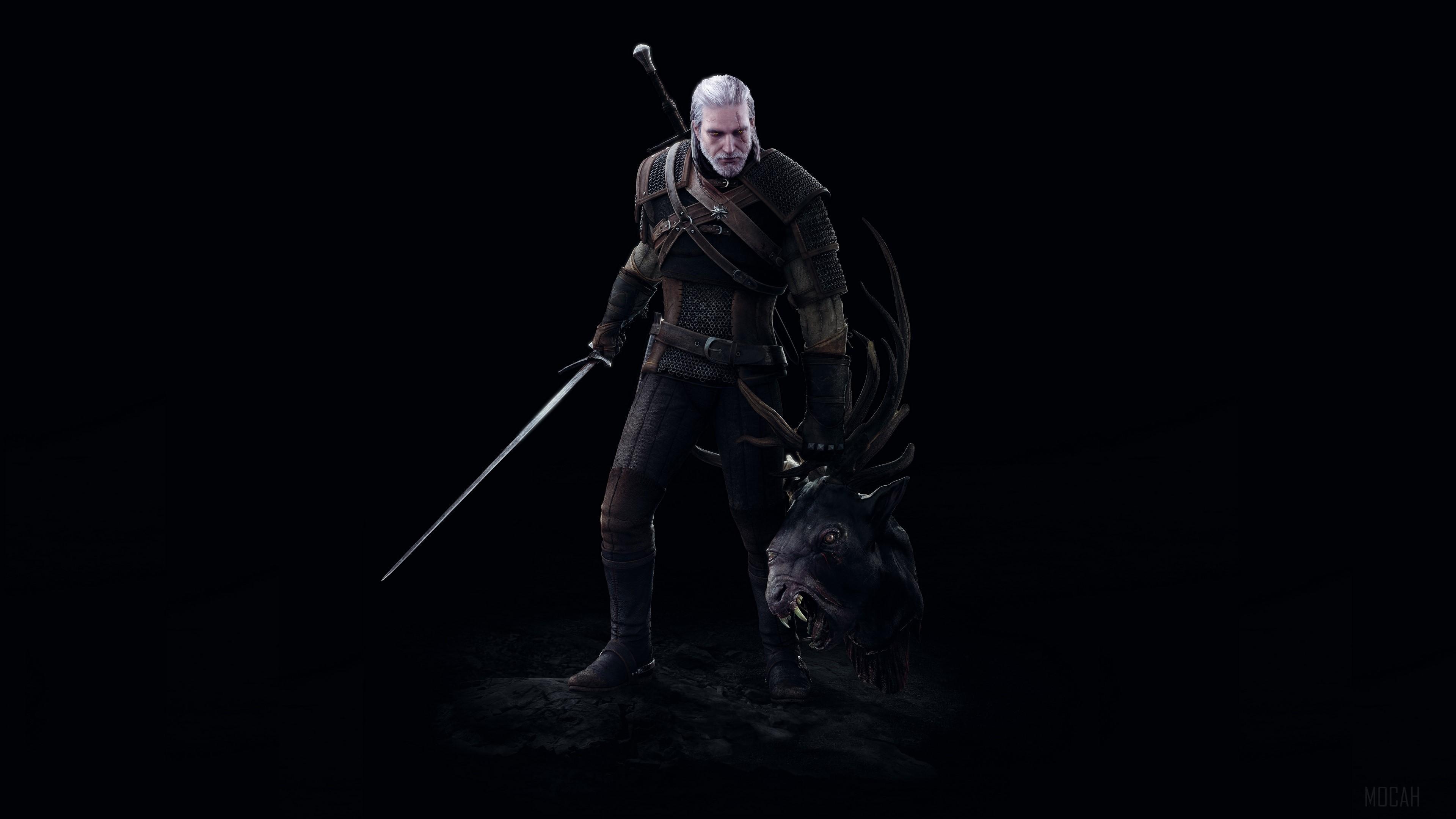 HD wallpaper, Head, The Witcher 3 Wild Hunt, Geralt, Art 4K, Battle