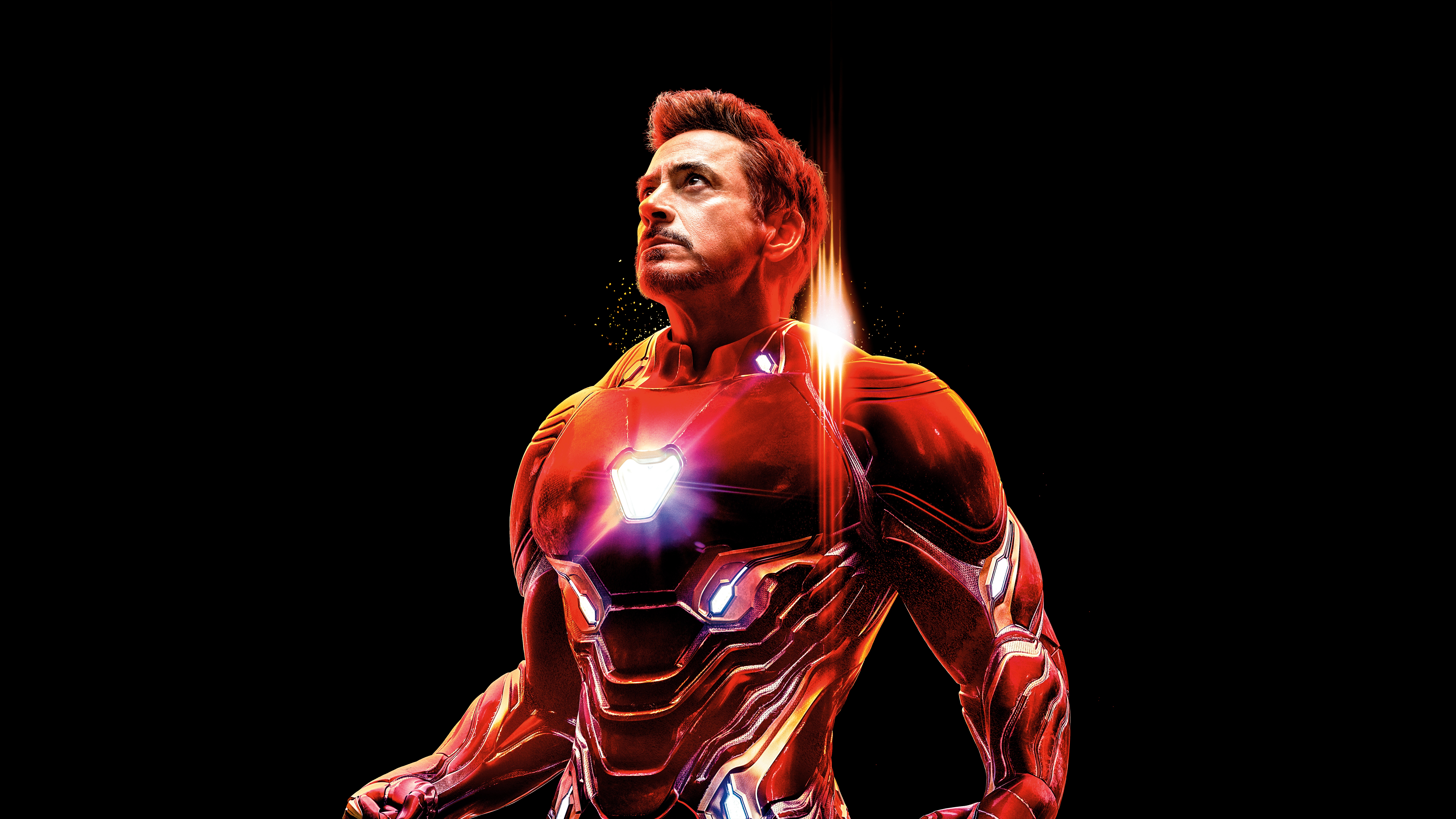 HD wallpaper, 5K, Iron Man, Robert Downey Jr, Black Background, 8K