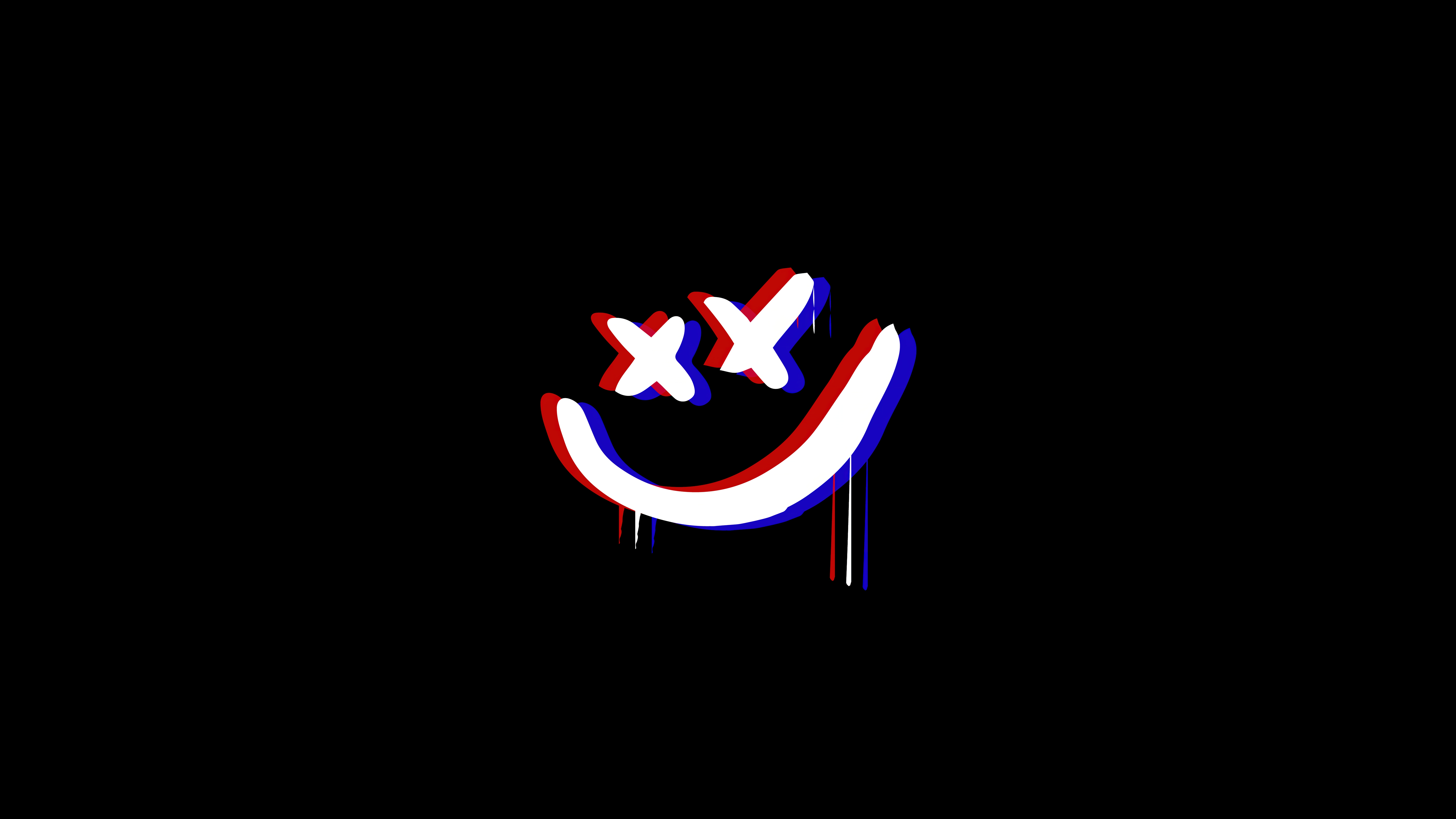 HD wallpaper, Drippy Smiley, Black Background, Anaglyph, Simple, 5K, 8K