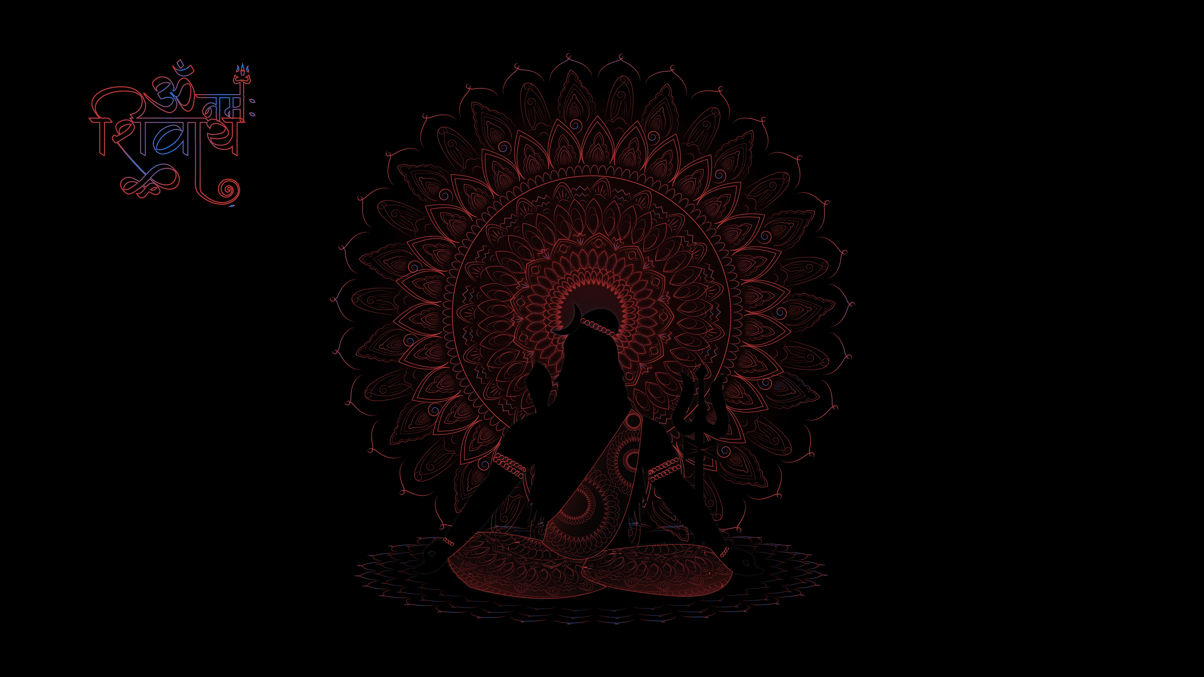 HD wallpaper, Illustration, Amoled, Black Background, Lord Shiva