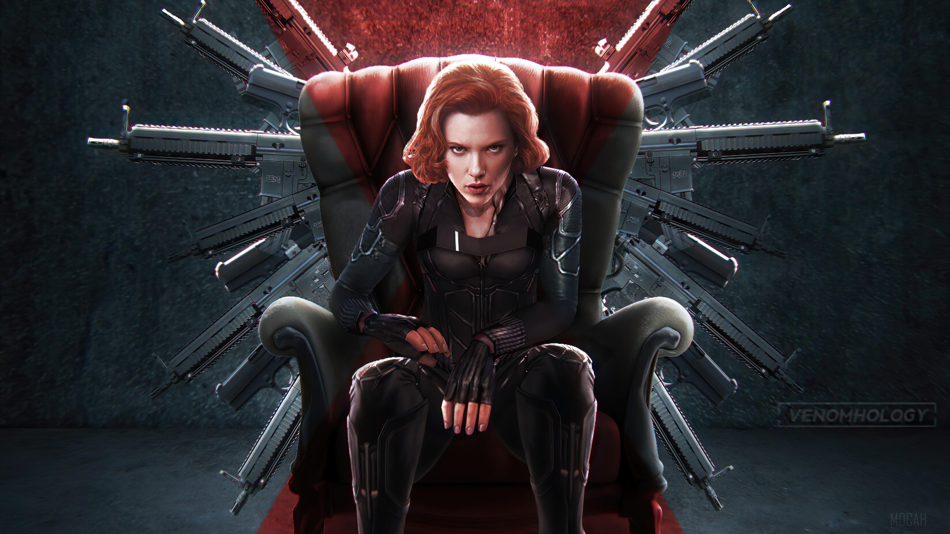 HD wallpaper, Scarlett Johansson 4K, Gun, Black Widow, Natasha Romanoff, Black Widow 2020, Movie