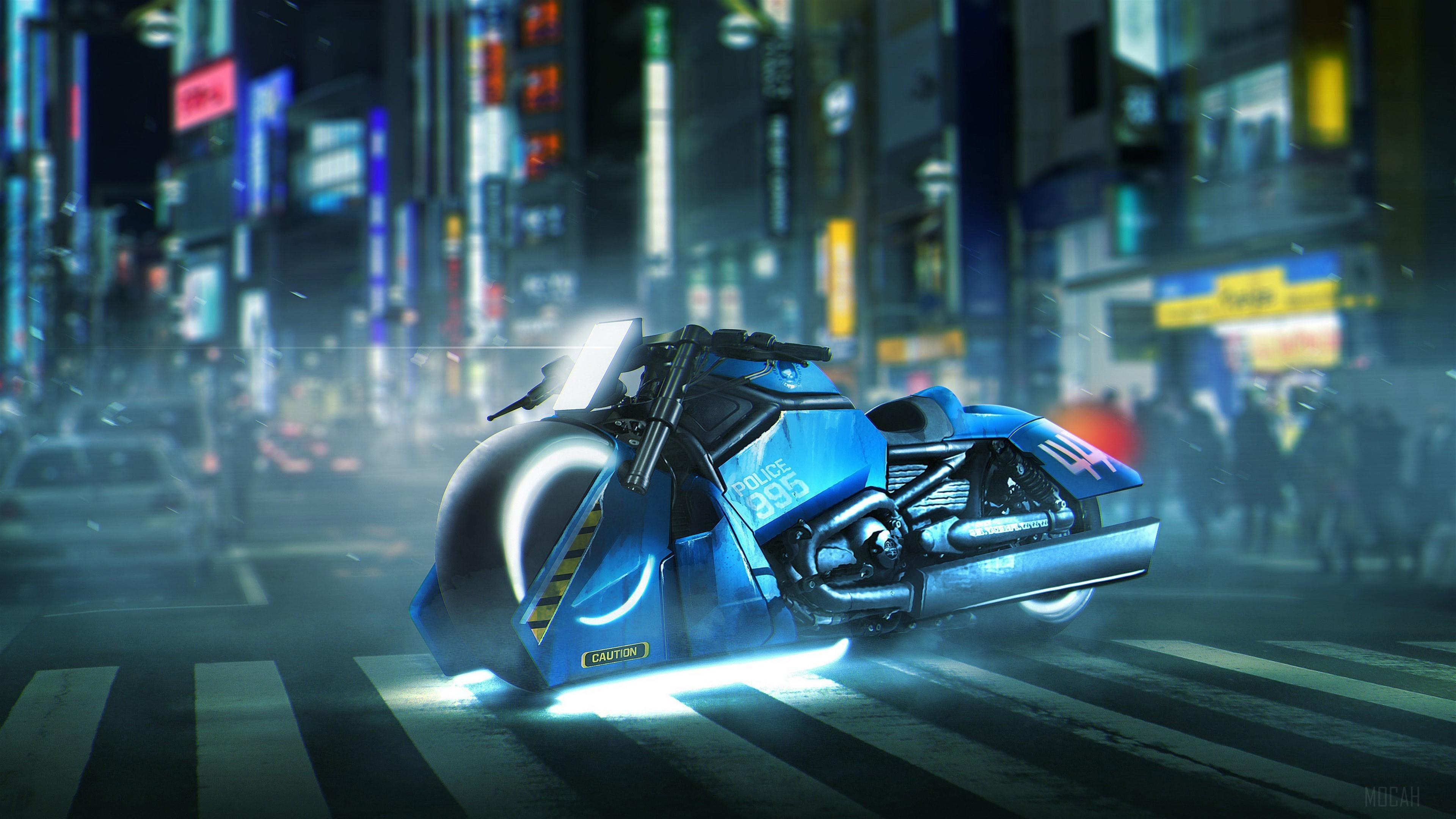 HD wallpaper, Blade Runner Police 995 Spinner Harley Davidson V Rod Muscle 4K