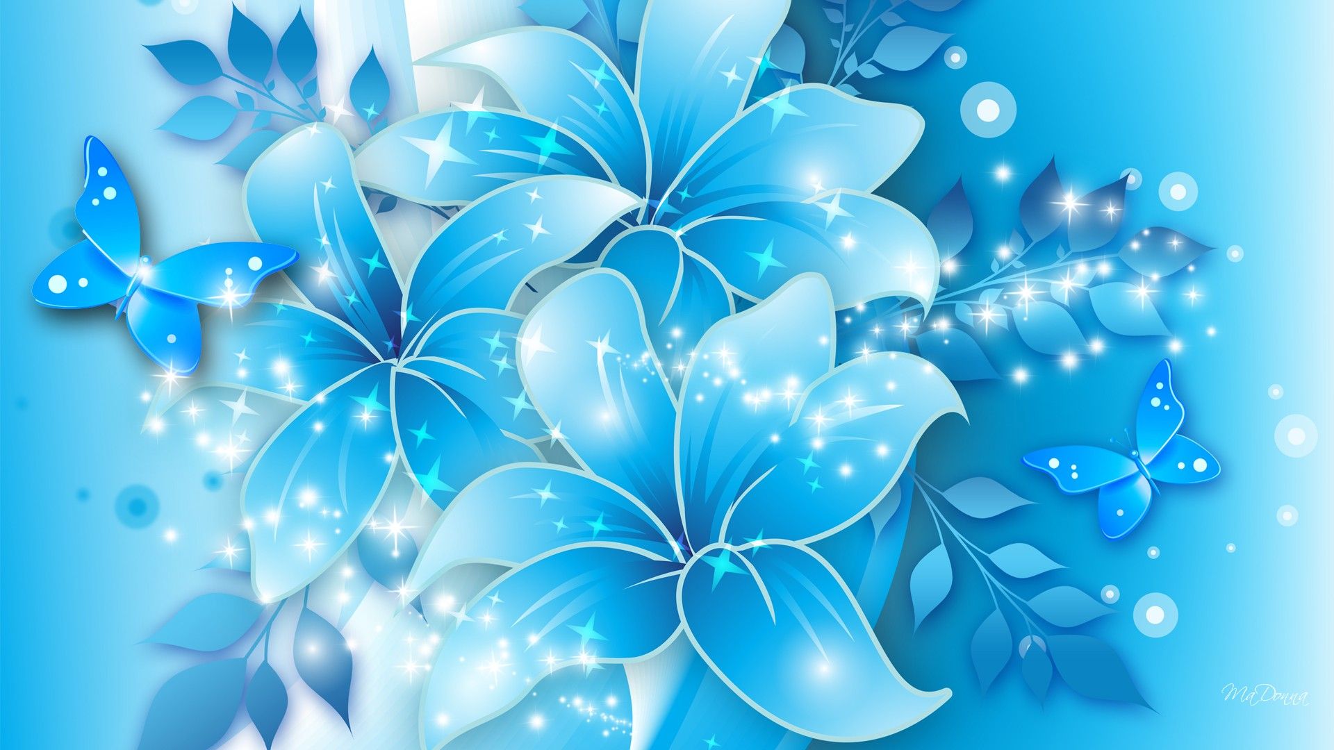 HD wallpaper, Floral, Blue, Background, 22152