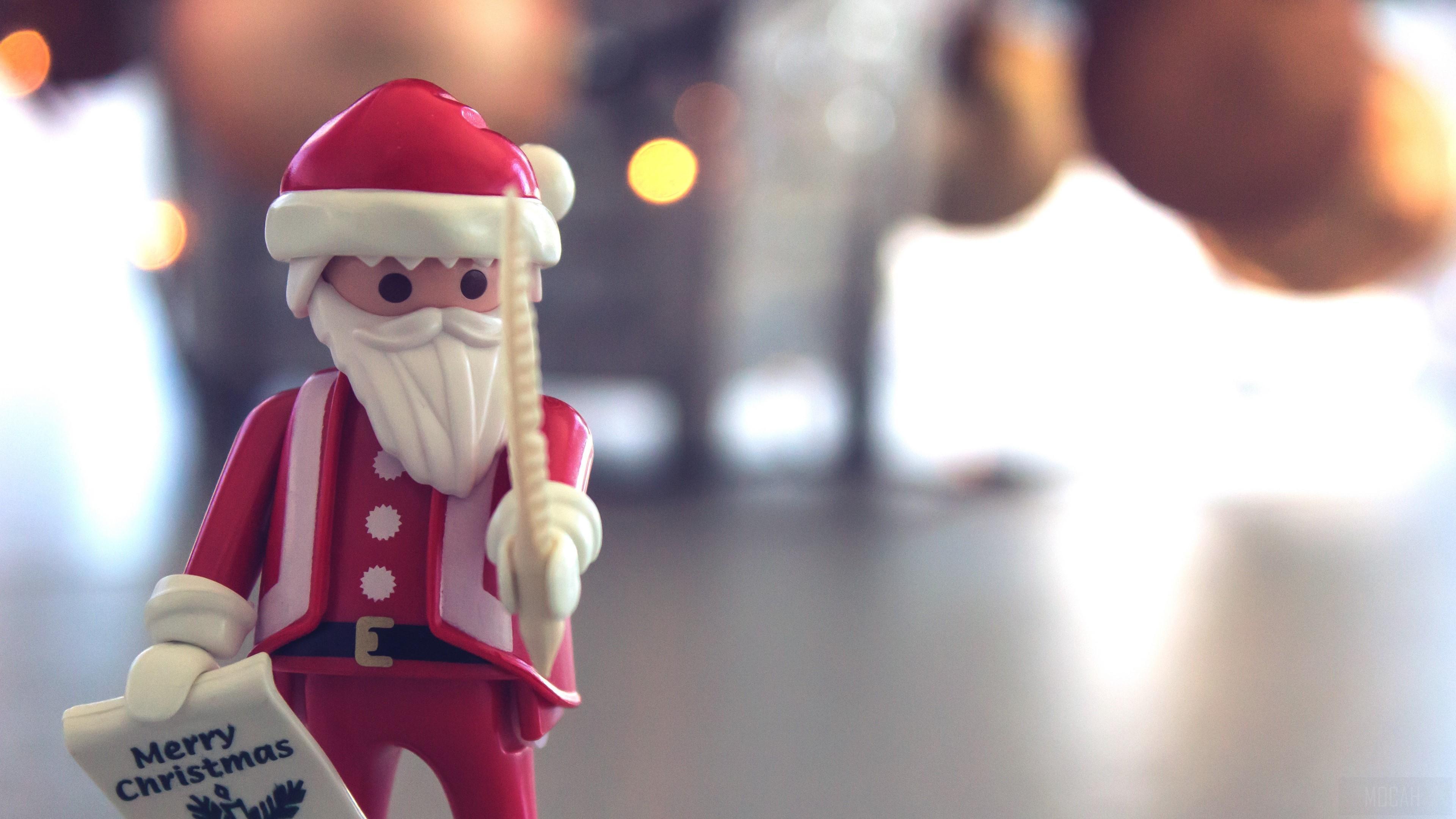 HD wallpaper, Toy, Glare 4K, Christmas, Santa Claus, Blur