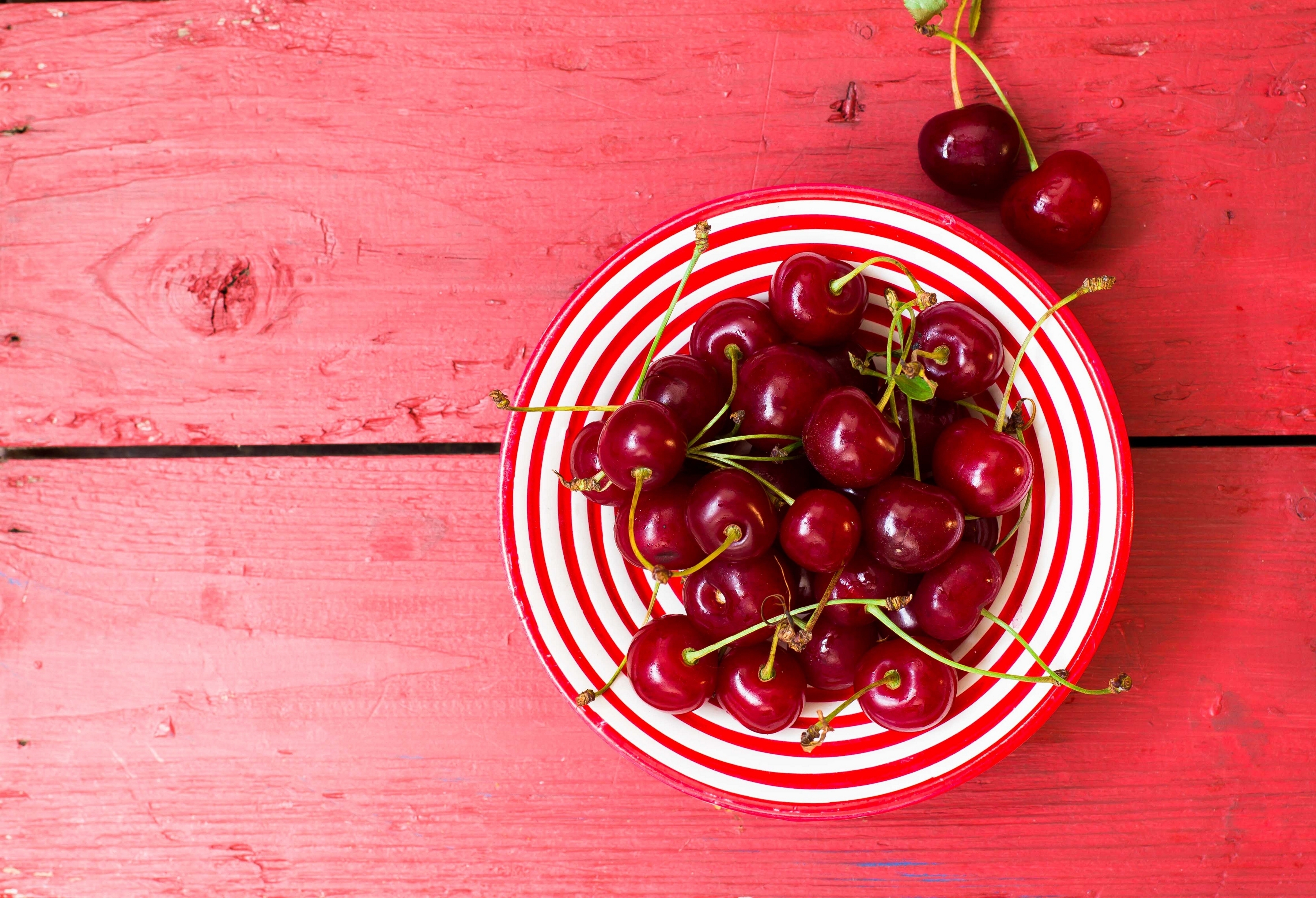 HD wallpaper, Bowl Of Fruits, Cherries, Cherry Fruits, Wooden Background