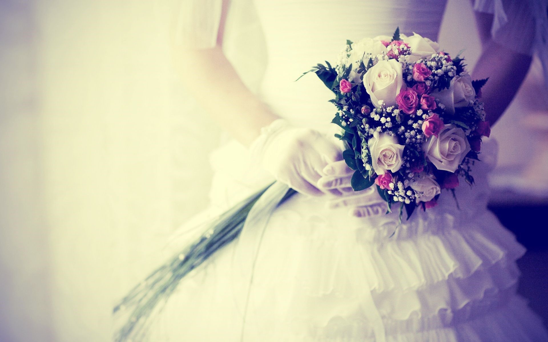 HD wallpaper, Flowers, Wedding, Bouquet, Gloves, Bride