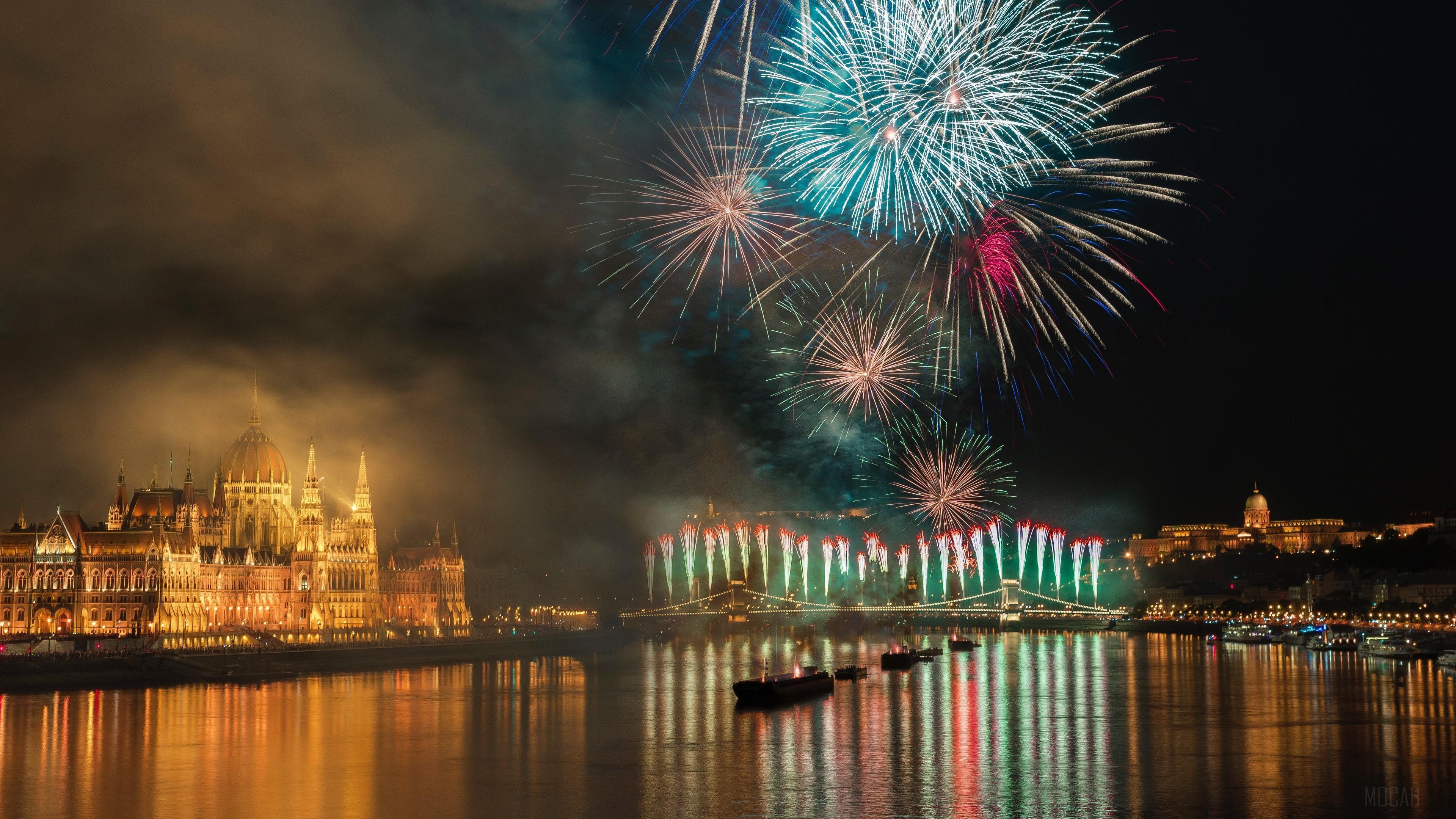 HD wallpaper, Night 4K, Hungary, Budapest, Celebration, Salute, Night City