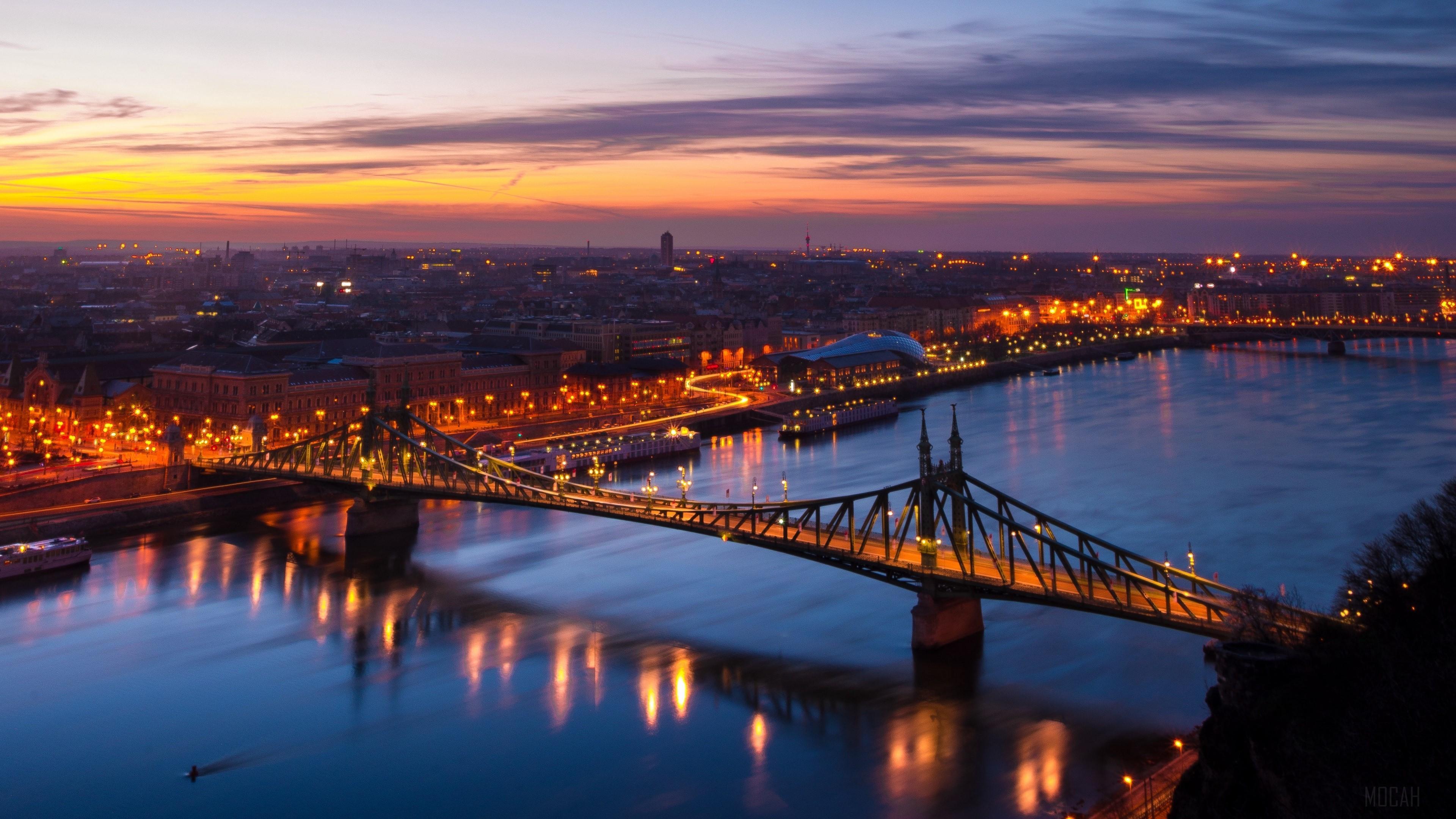 HD wallpaper, Bridge 4K, Night City, Budapest, Hungary