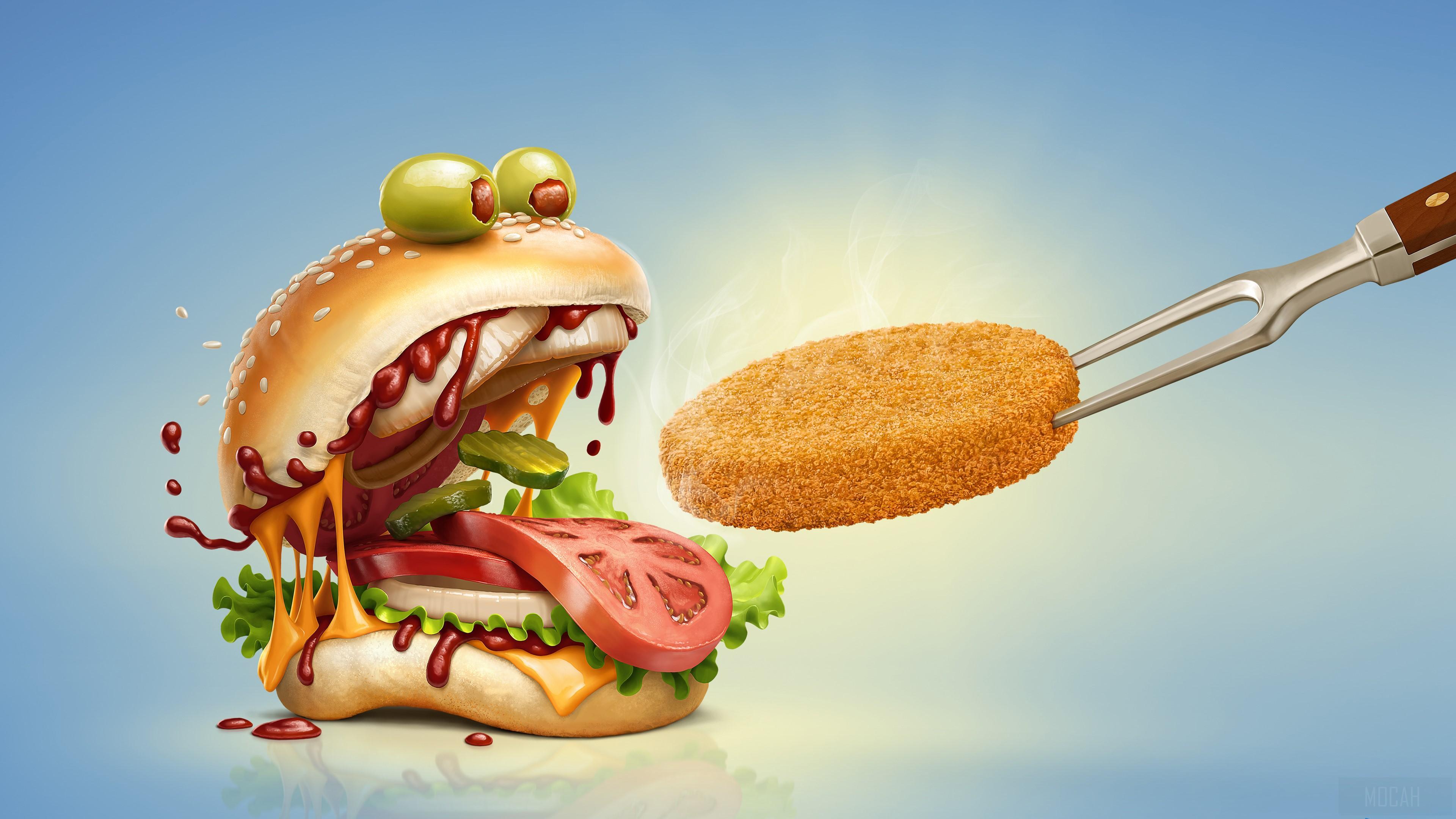 HD wallpaper, Burger Monster 4K