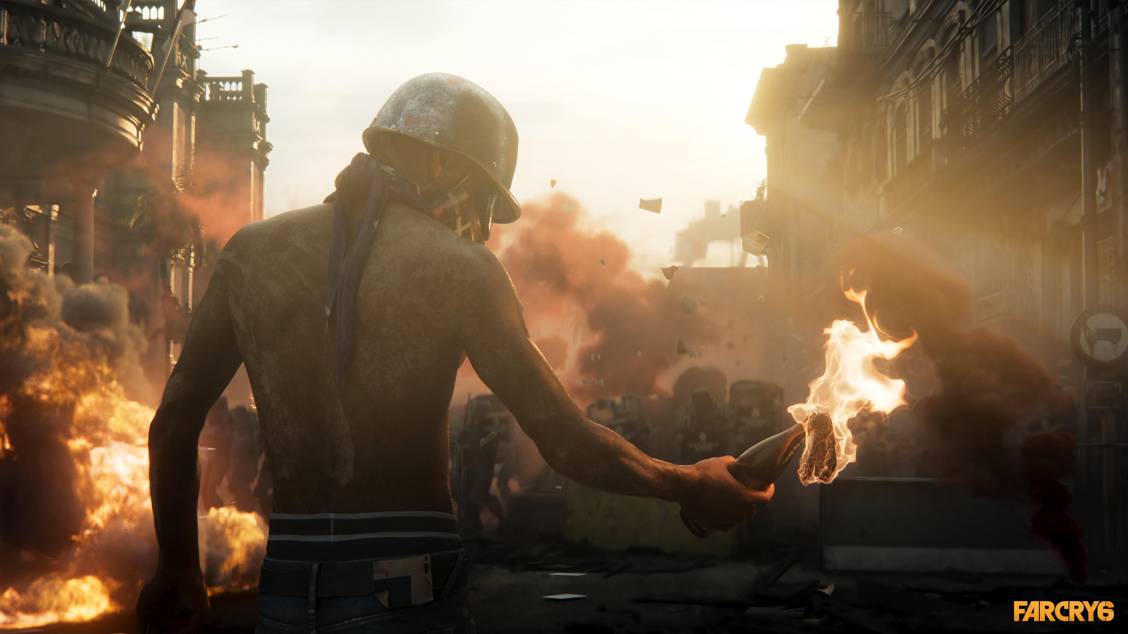 HD wallpaper, Molotov Cocktail 4K, City, Far Cry 6, Video Game, Burning