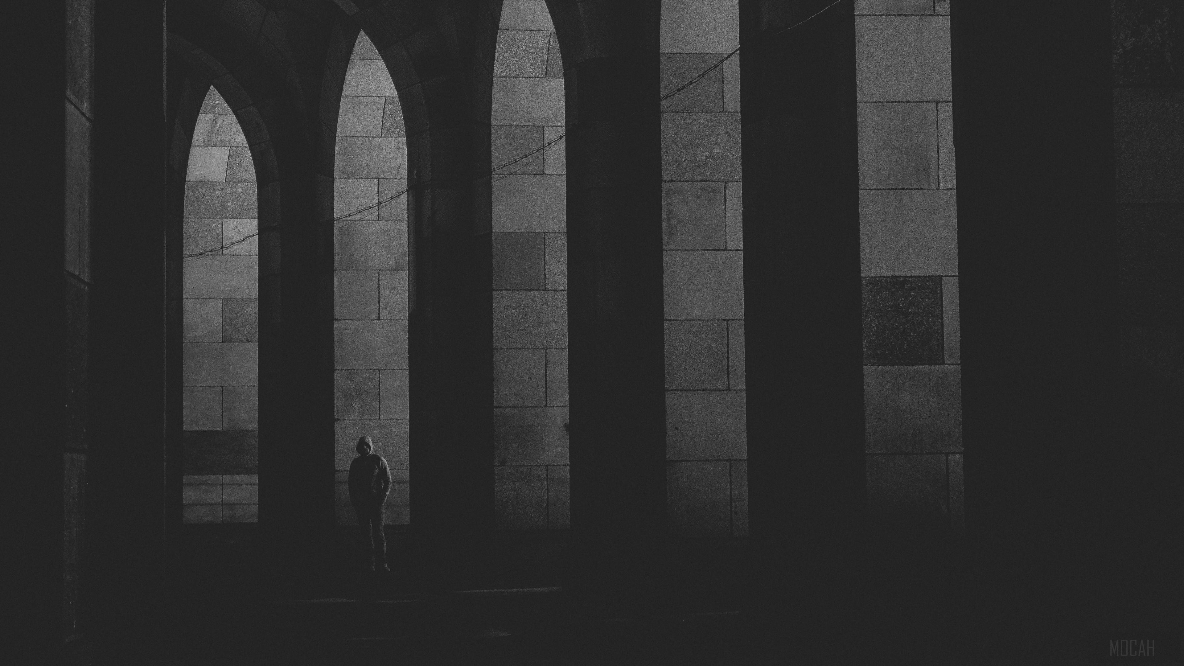 HD wallpaper, Bw, Loneliness 4K, Lonely, Arches