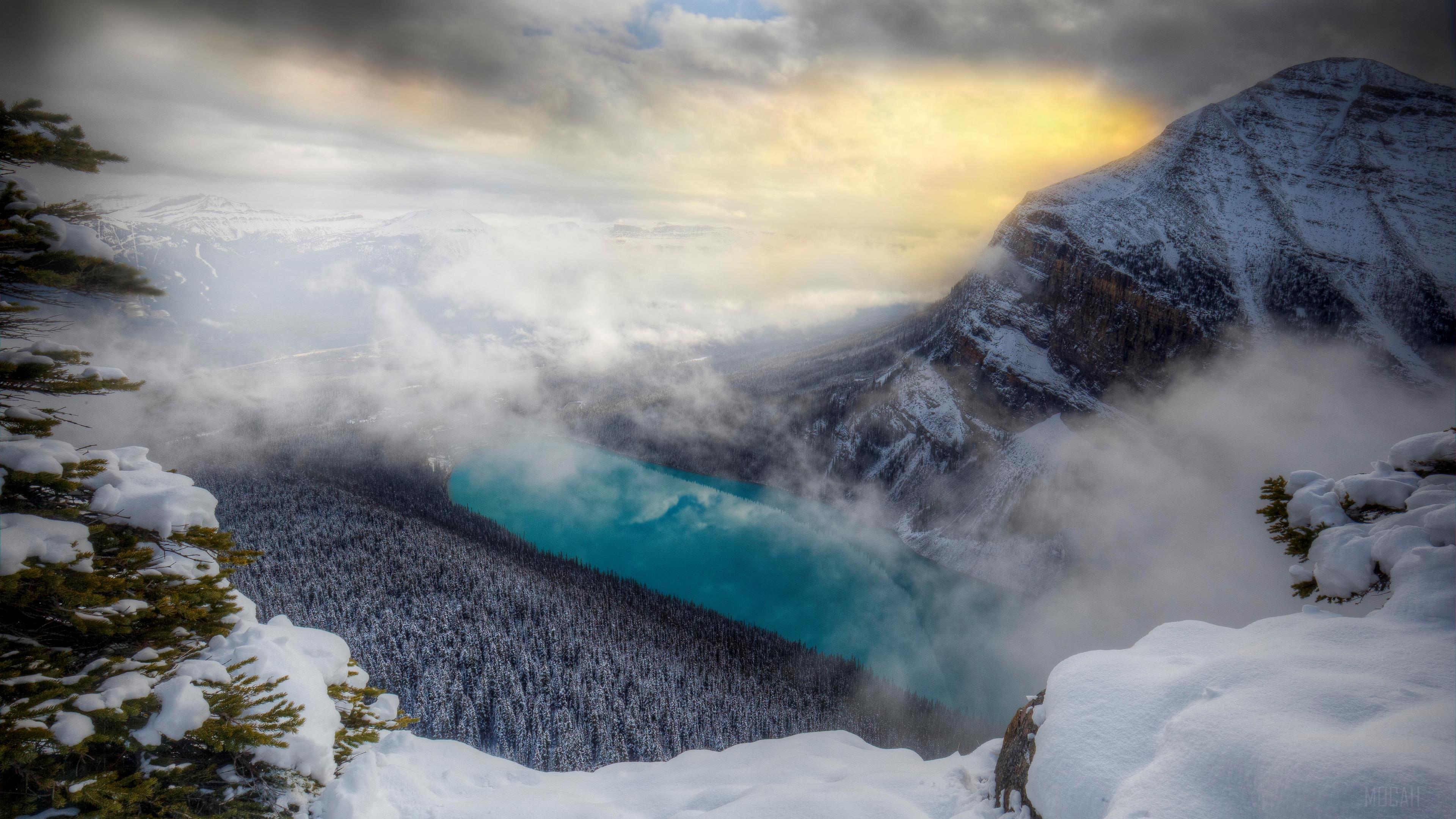 HD wallpaper, Banff National Park, Banff, Winter 4K, Lake Louise, Canada, Alberta