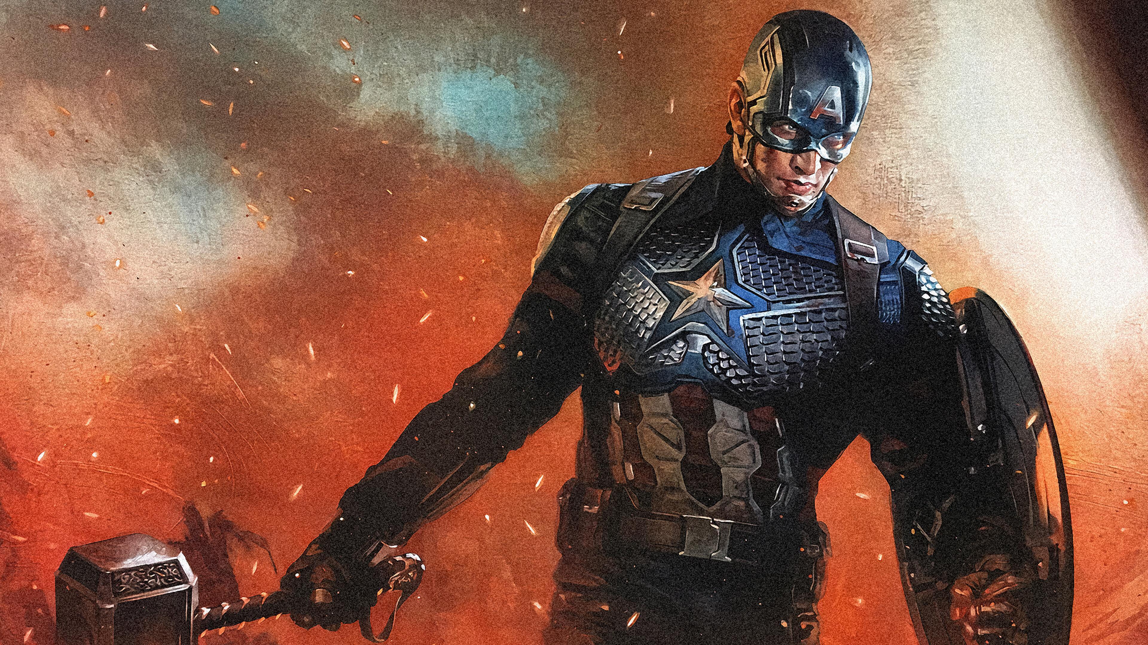 HD wallpaper, Mjolnir, 4K, Captain America, Hammer, Avengers Endgame