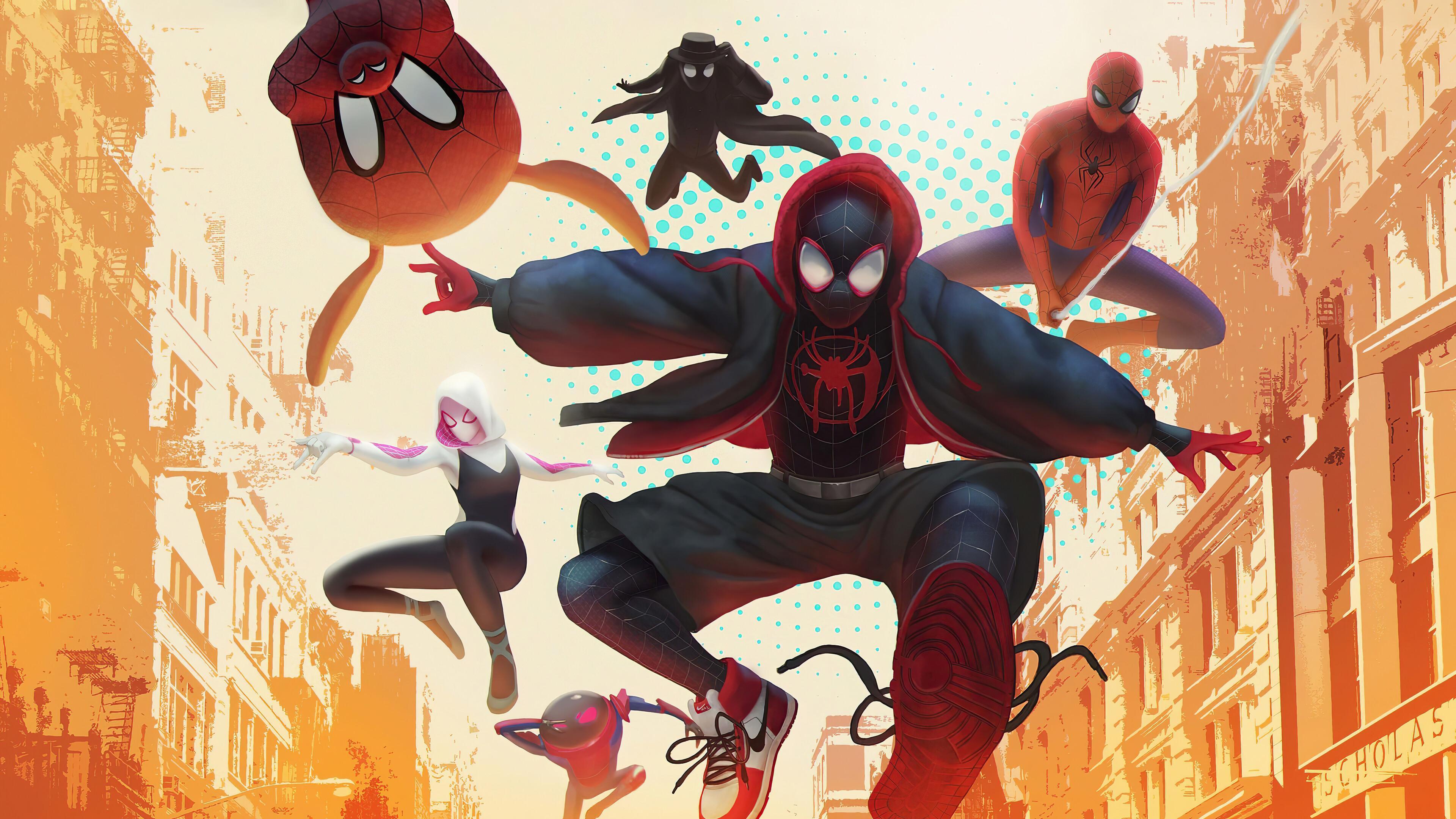 HD wallpaper, Spider Man Into The Spider Verse, 4K, Characters