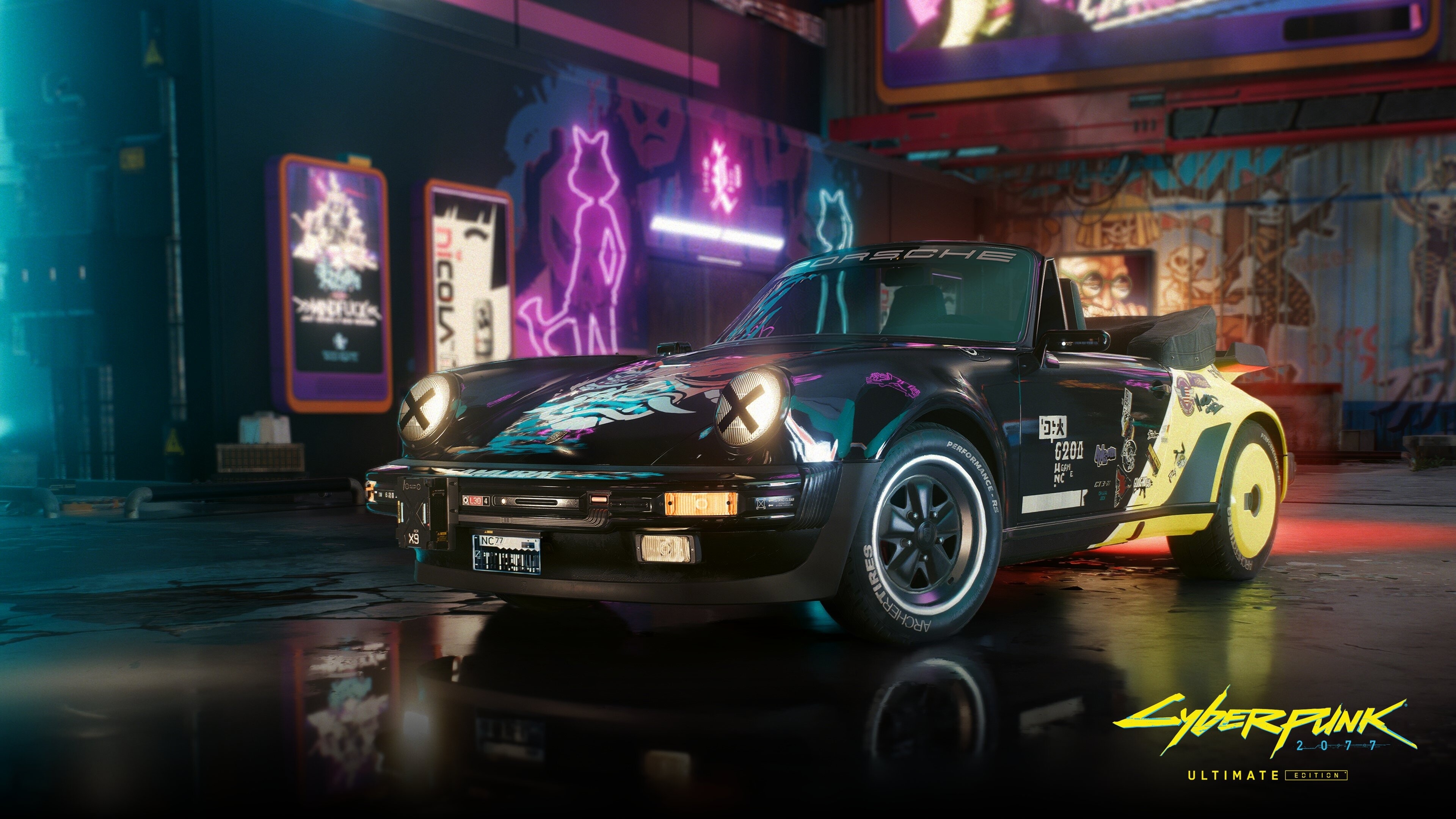HD wallpaper, Retro, Porsche 911 Turbo Cabriolet, Classic Cars, Cyberpunk 2077