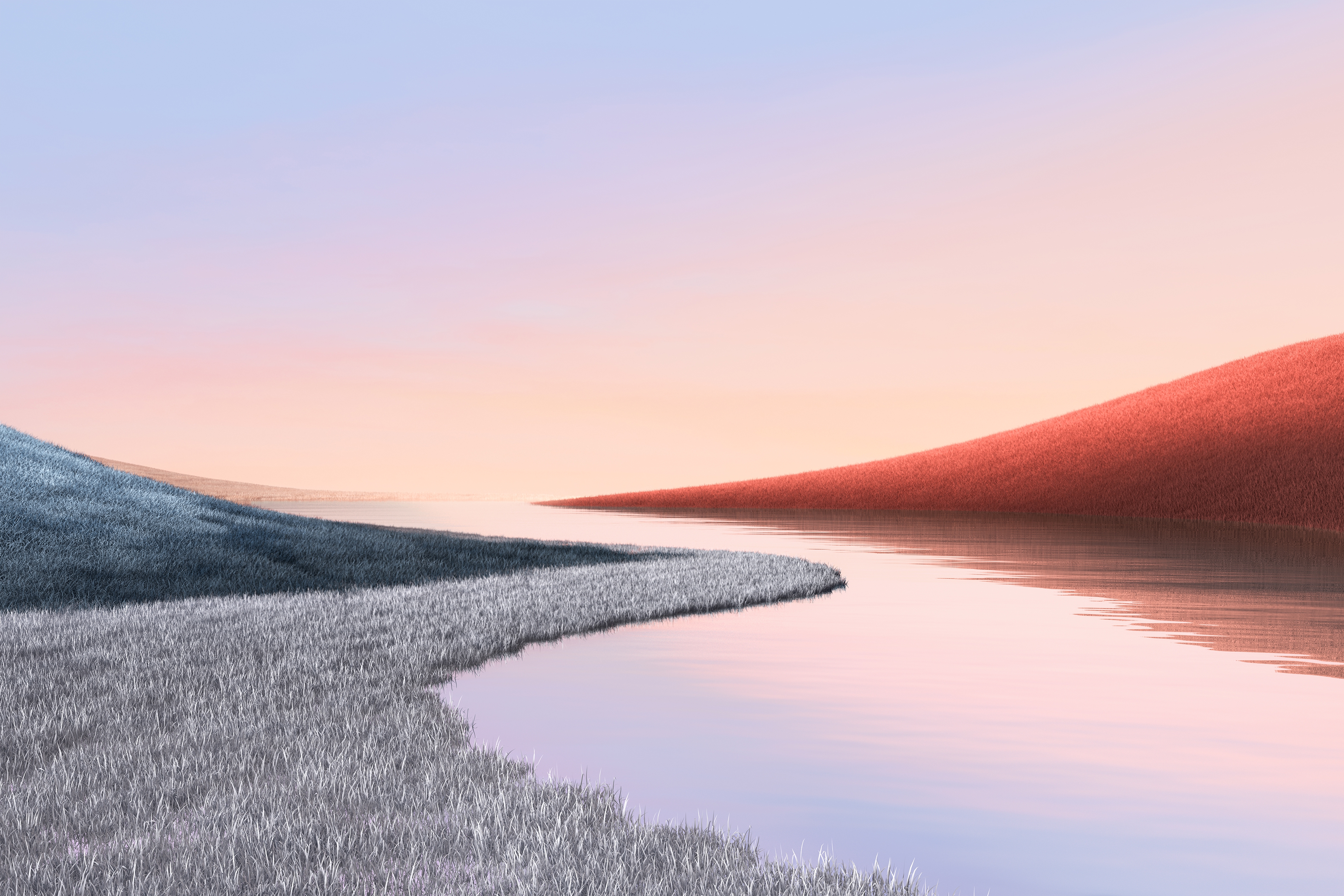 HD wallpaper, Stock, Lake, Aesthetic, Landscape, Microsoft Surface, Clear Sky, Grass Field