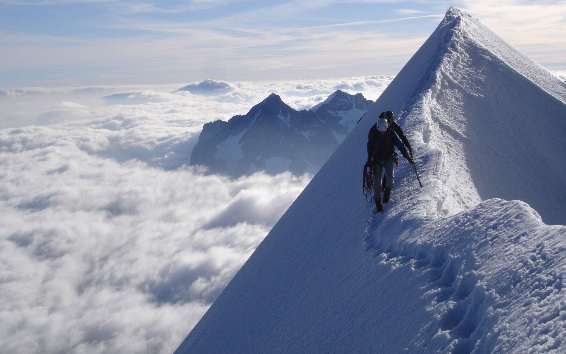 HD wallpaper, Snowy, Mountain, Top, Climber