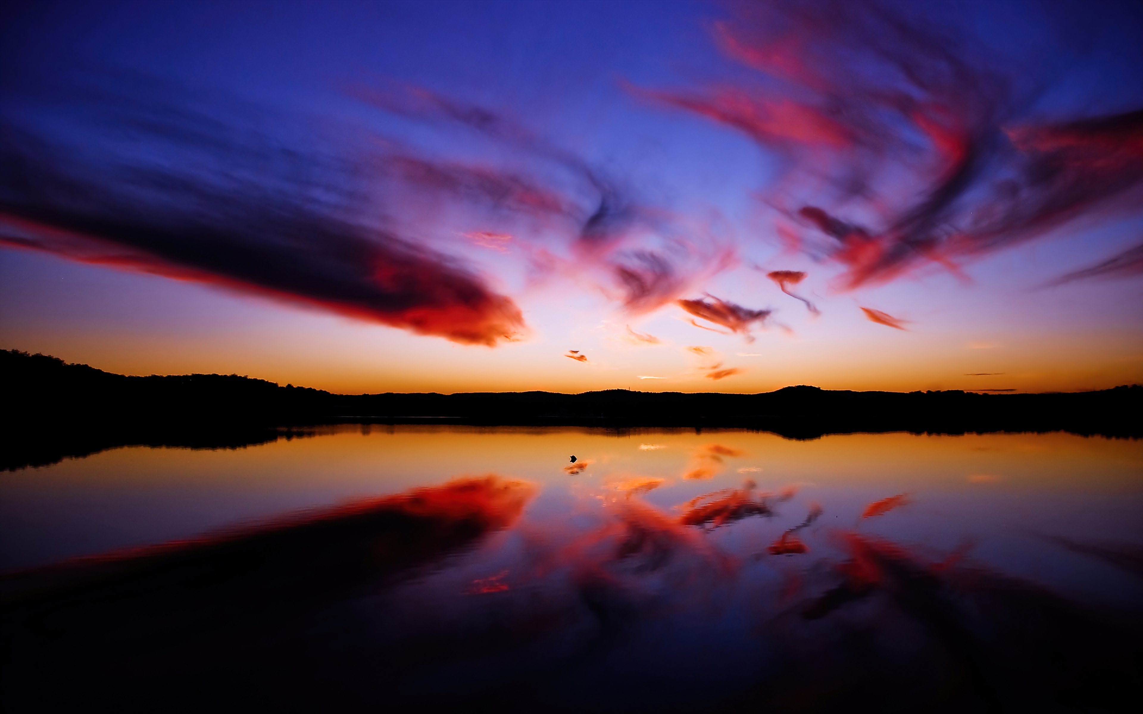 HD wallpaper, Lake, Dusk, Seascape, Clouds, Reflection, Sunset, Twilight