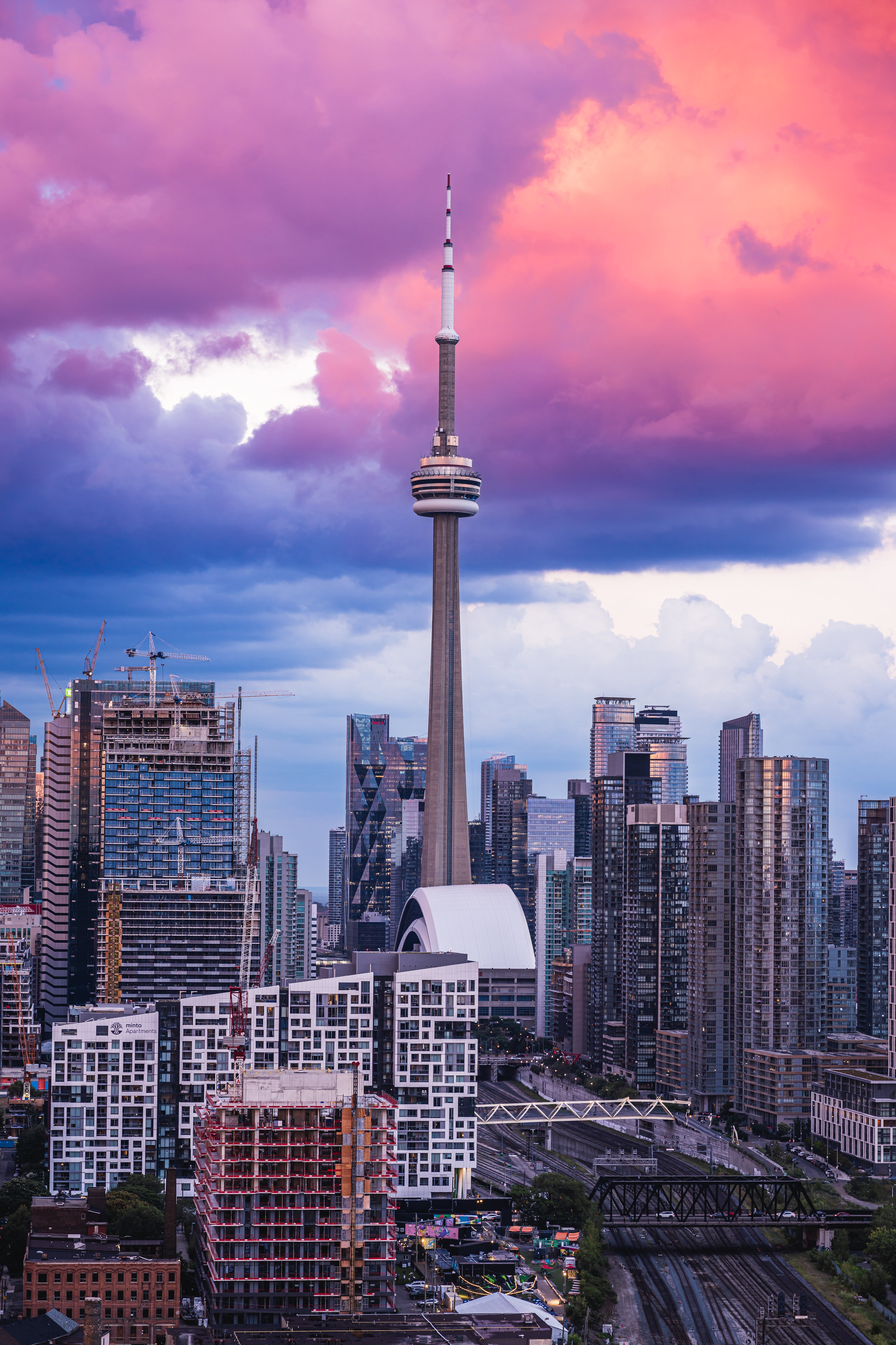 HD wallpaper, Cn Tower, Tourist Attraction, Aesthetic, Ontario, Toronto, Pink Clouds