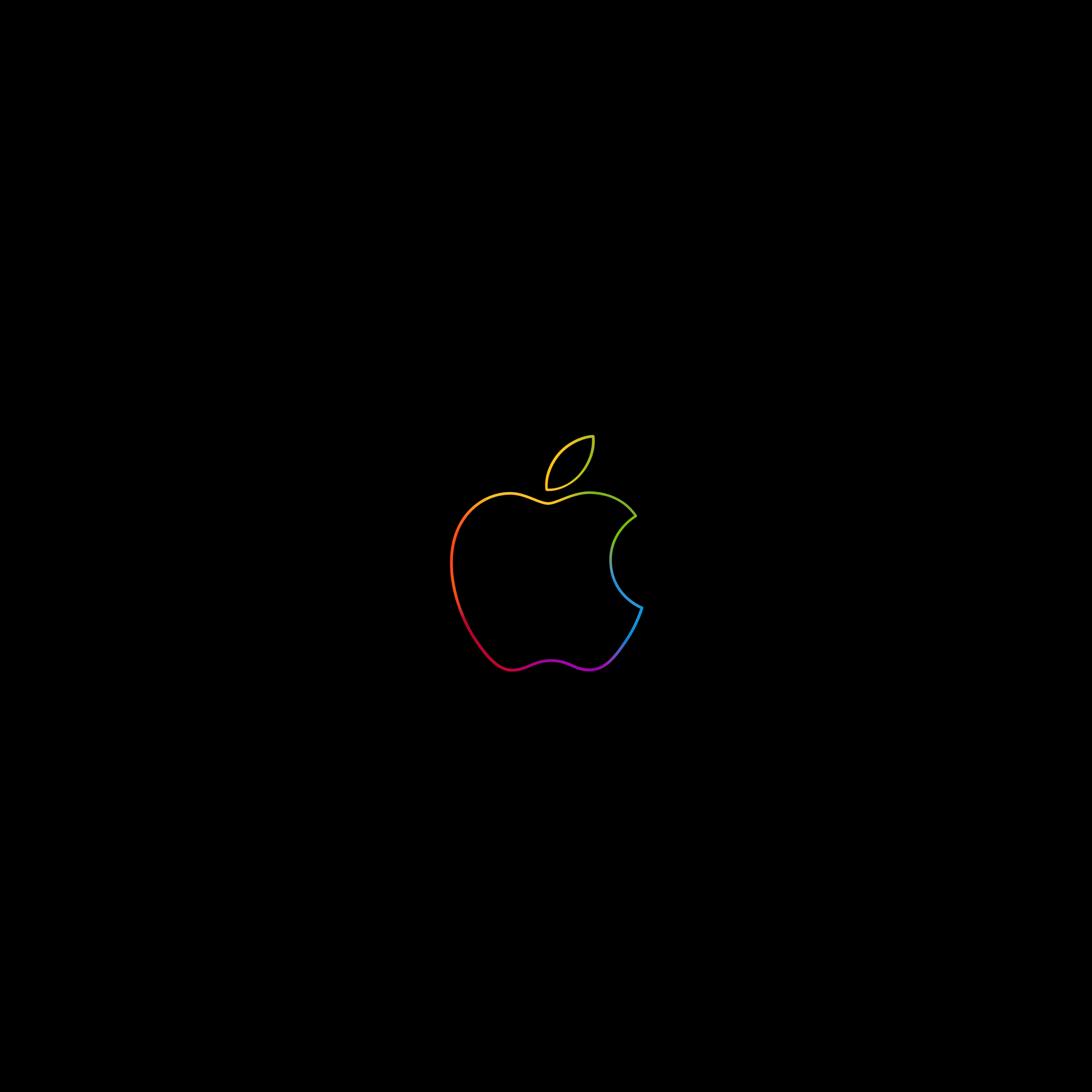 HD wallpaper, Black Background, Outline, Colorful, Amoled, Apple Logo, Simple