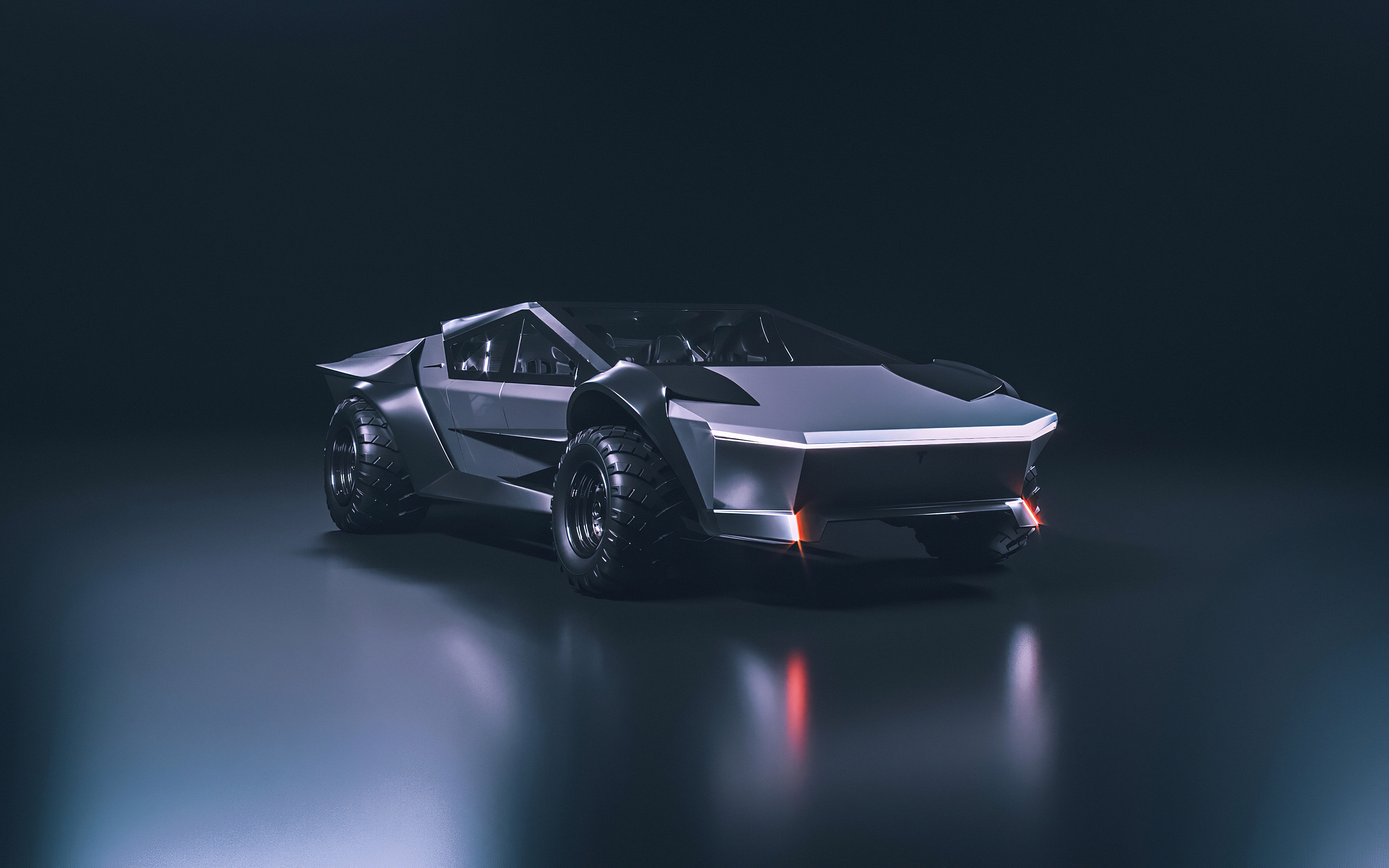 HD wallpaper, Tesla Cybertruck, Dark Background, Concept Cars