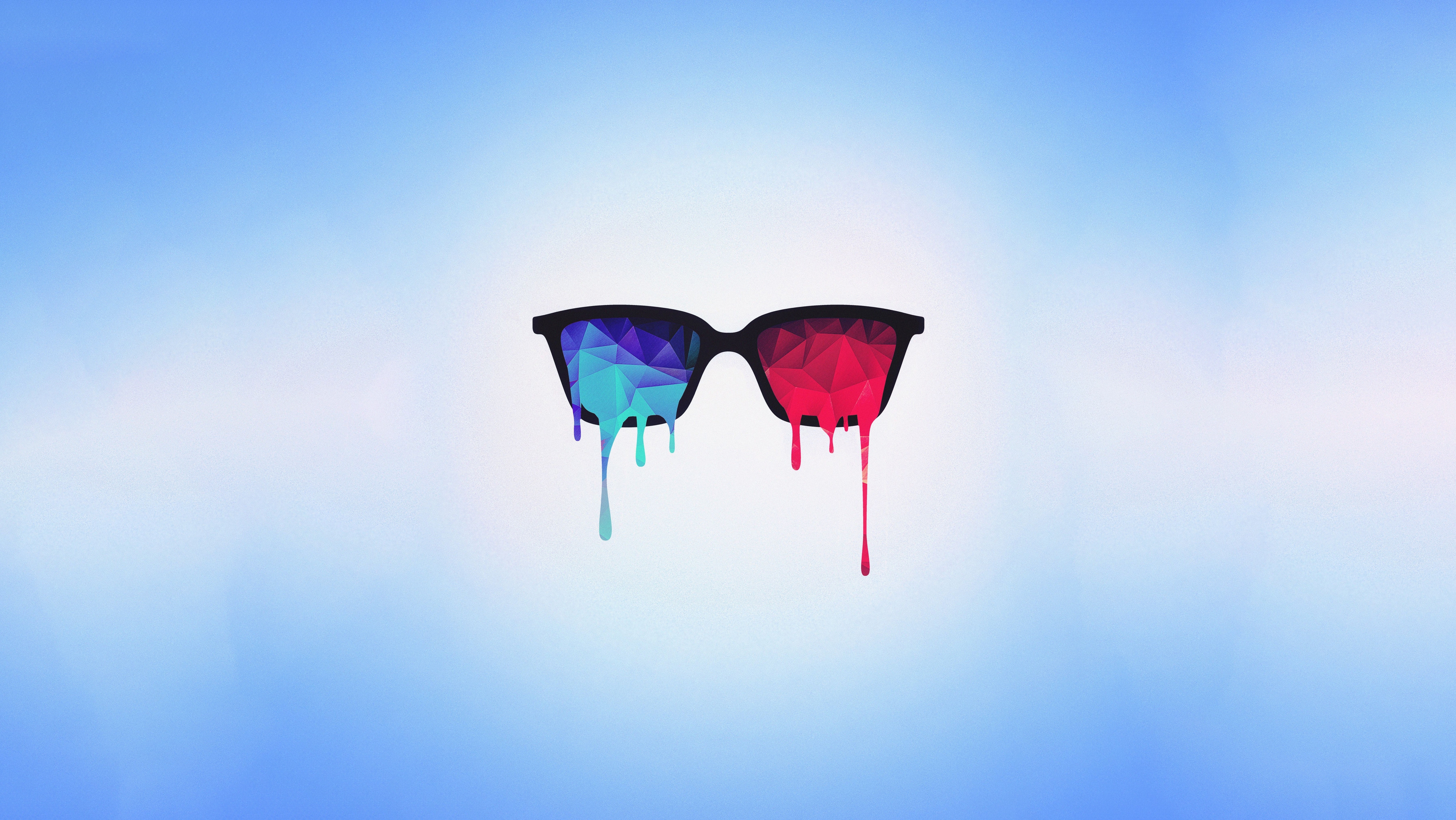 HD wallpaper, Cool Glasses, Drippy, Drippy Sunglasses, Low Poly, 3D Psychedelic, Blue Abstract