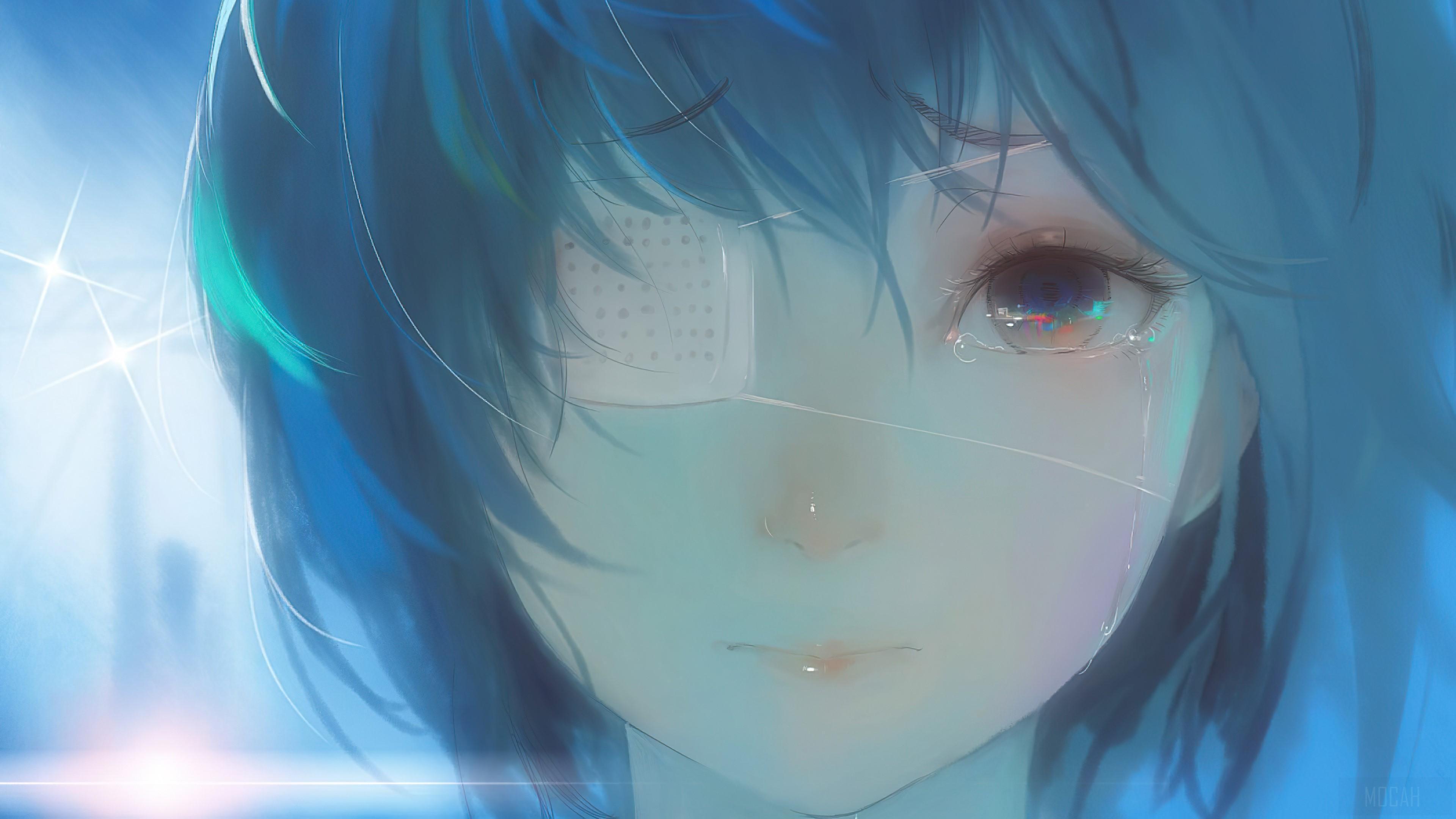 HD wallpaper, Eyepatch, Anime, Girls, Crying 4K