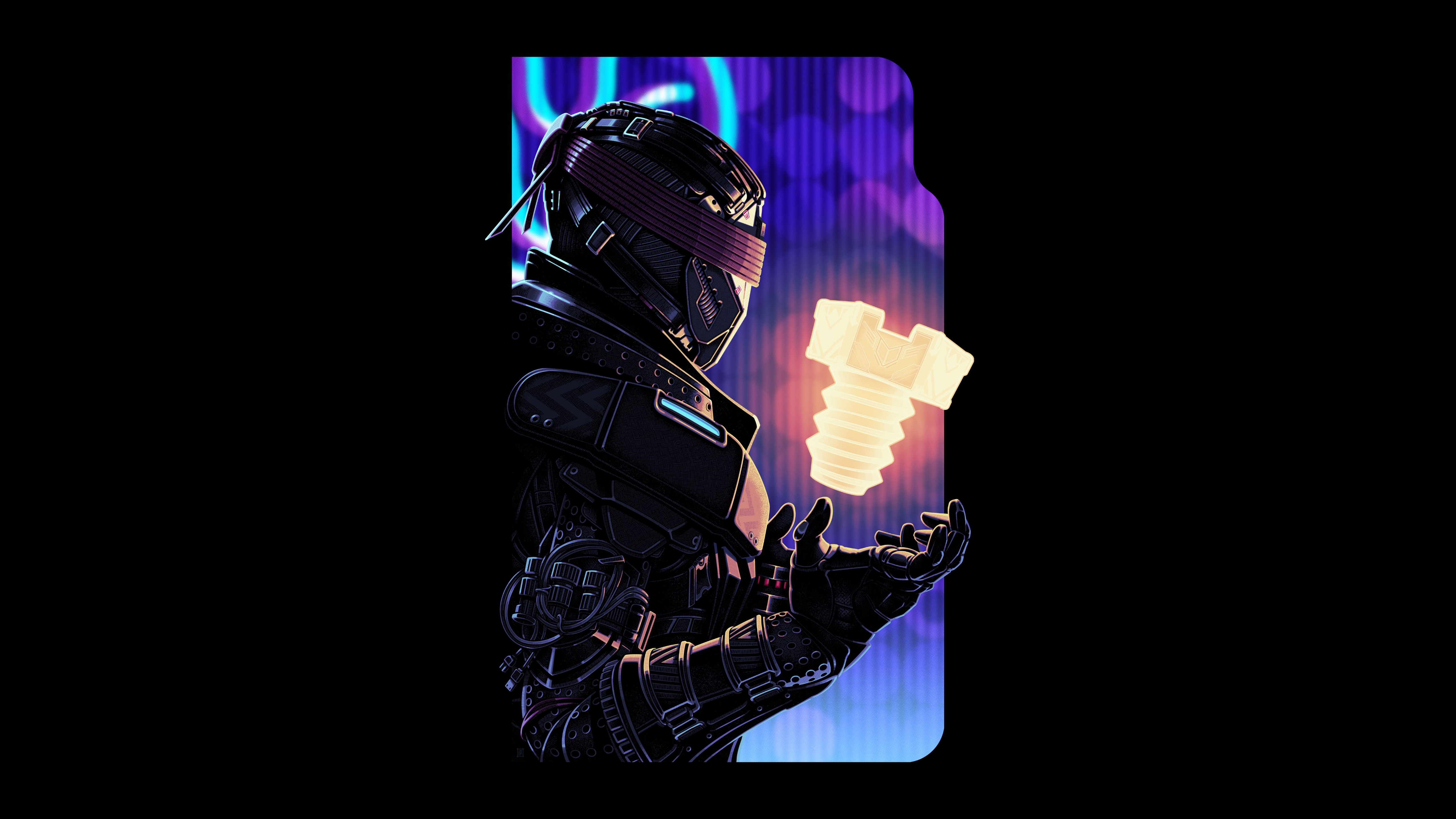 HD wallpaper, Destiny 2, Cyberpunk, Black Background, 5K