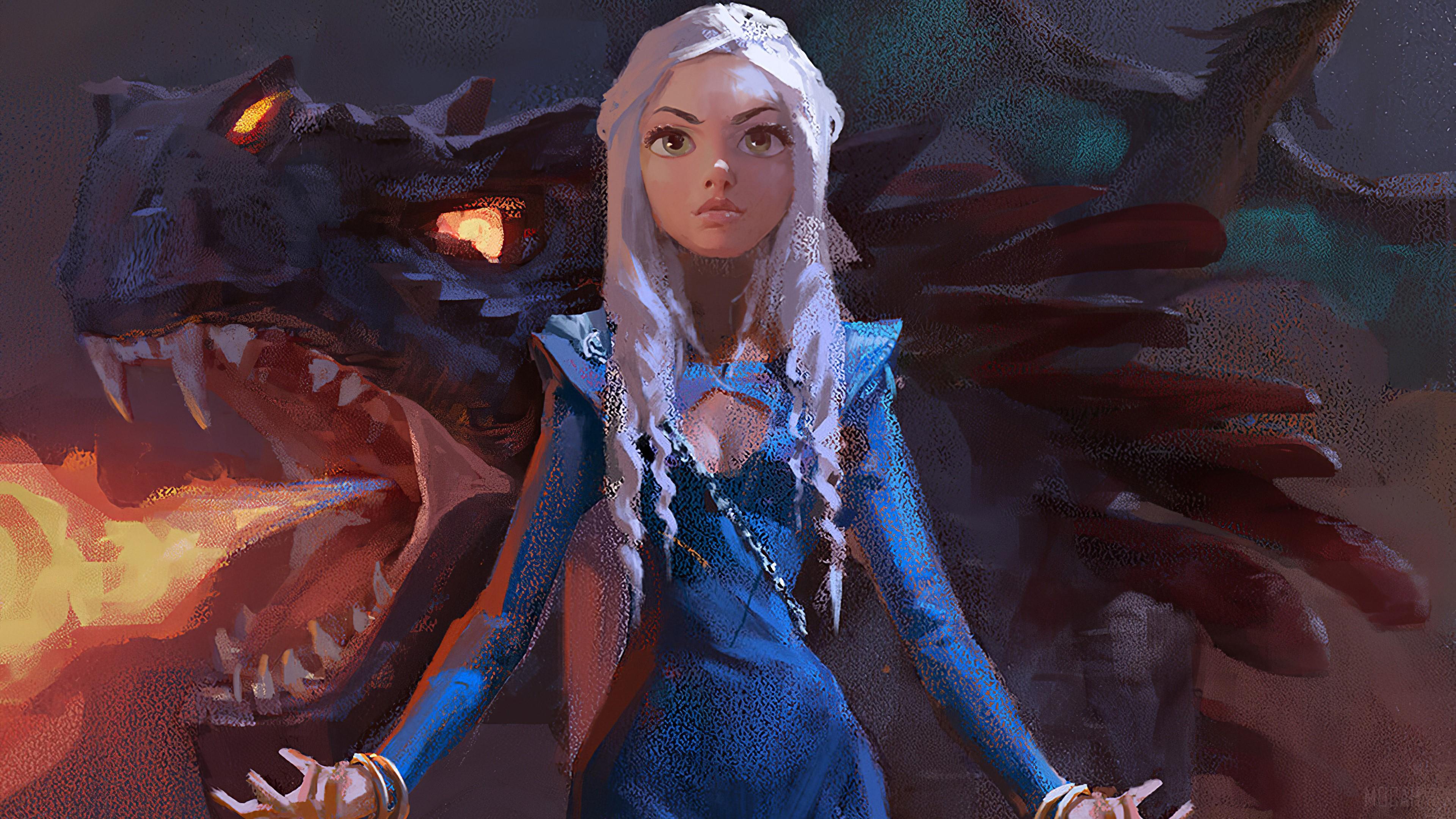 HD wallpaper, Daenerys Targaryen With Dragon Art 4K