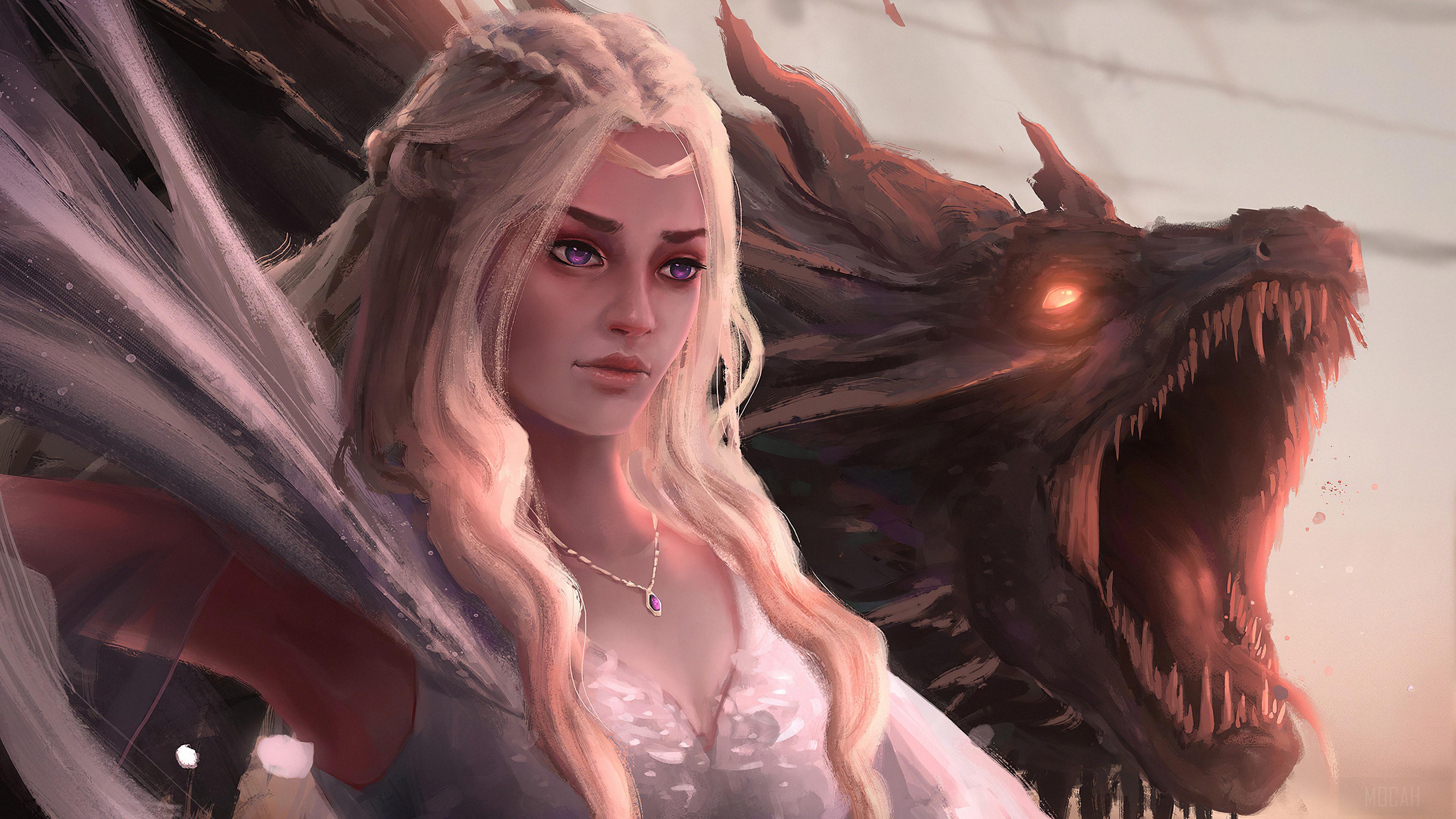 HD wallpaper, Daenerys Targayen With Dragons Art 4K