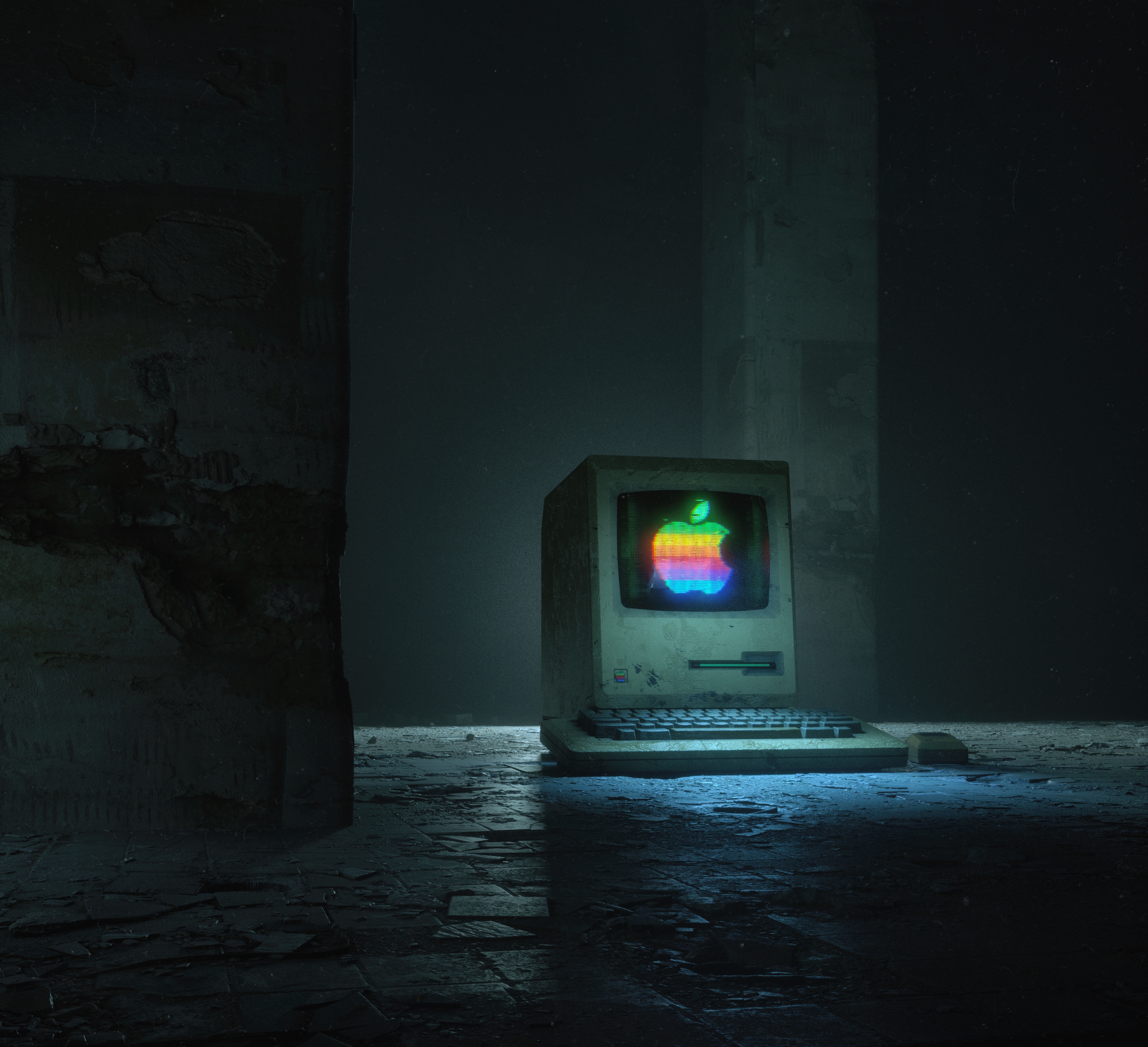 HD wallpaper, Apple Computer, Dark, Apple Logo, Retro