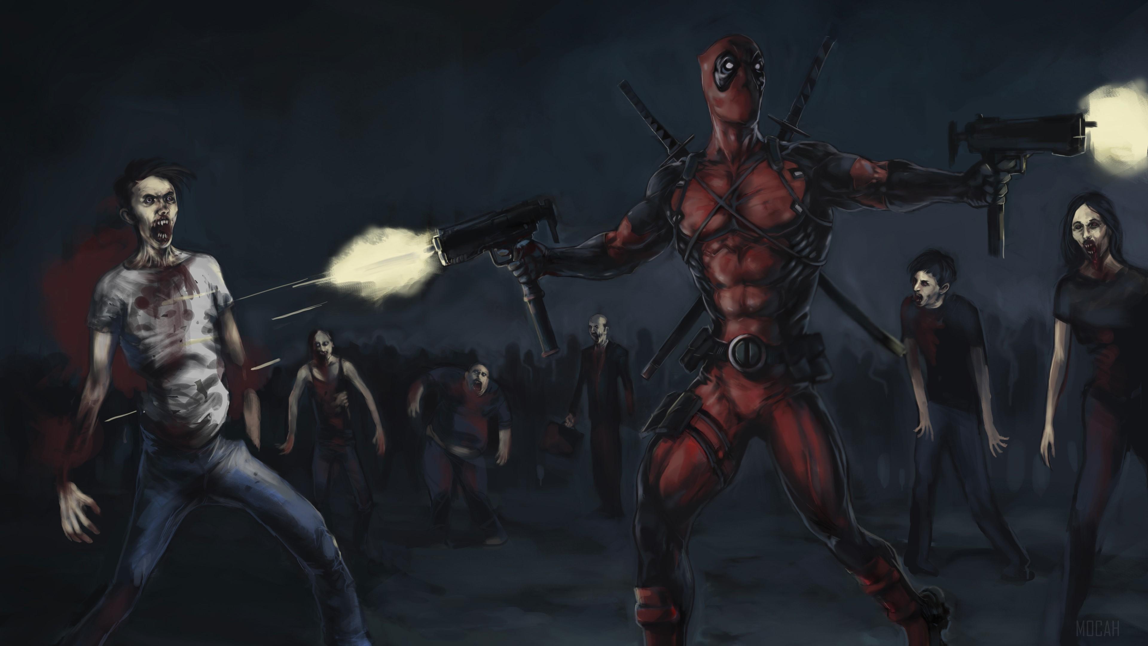 HD wallpaper, Deadpool Killing Zombies 4K
