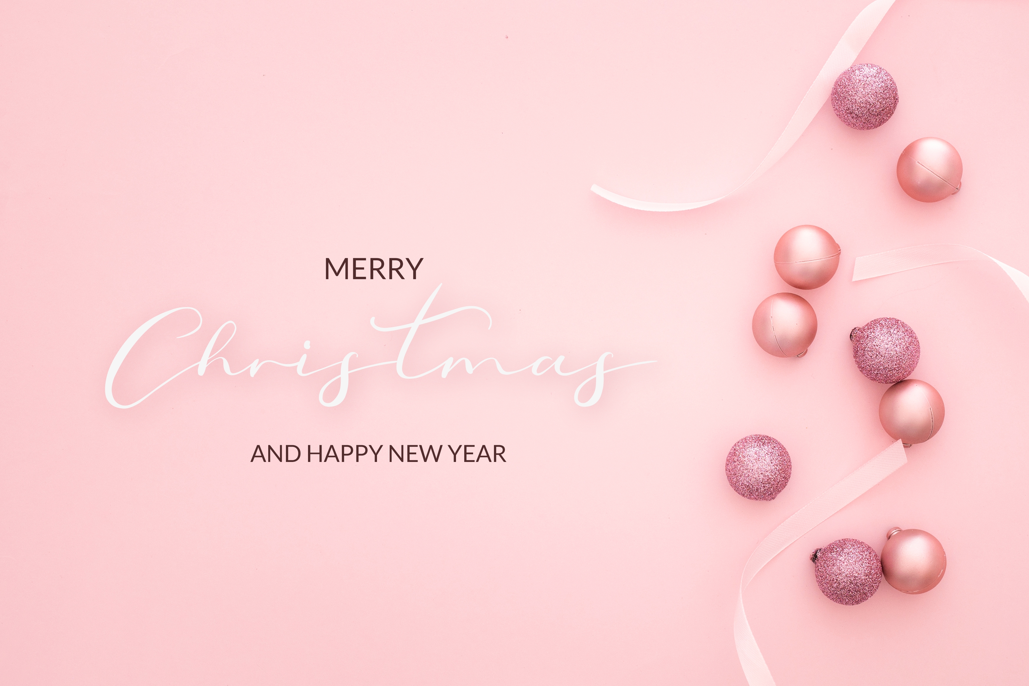 HD wallpaper, Christmas Decoration, Merry Christmas, Pink Background, Decoration, Navidad, Happy New Year, Noel, Peach Background, Pastel Background