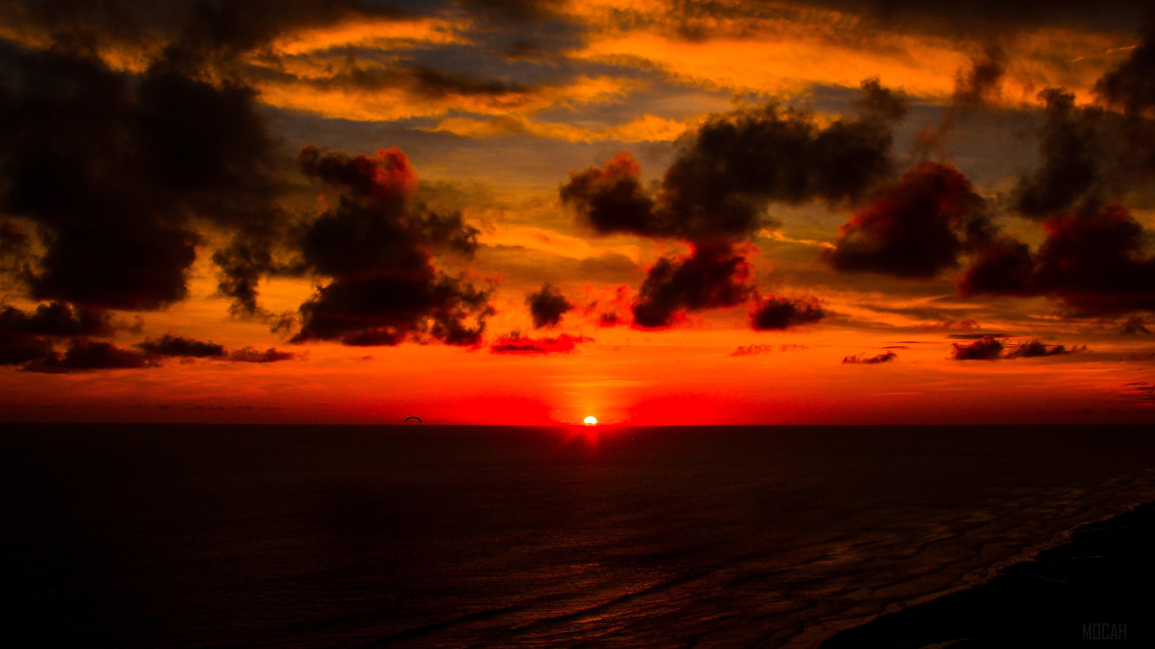 HD wallpaper, Deep Red Sunset Seashore 4K