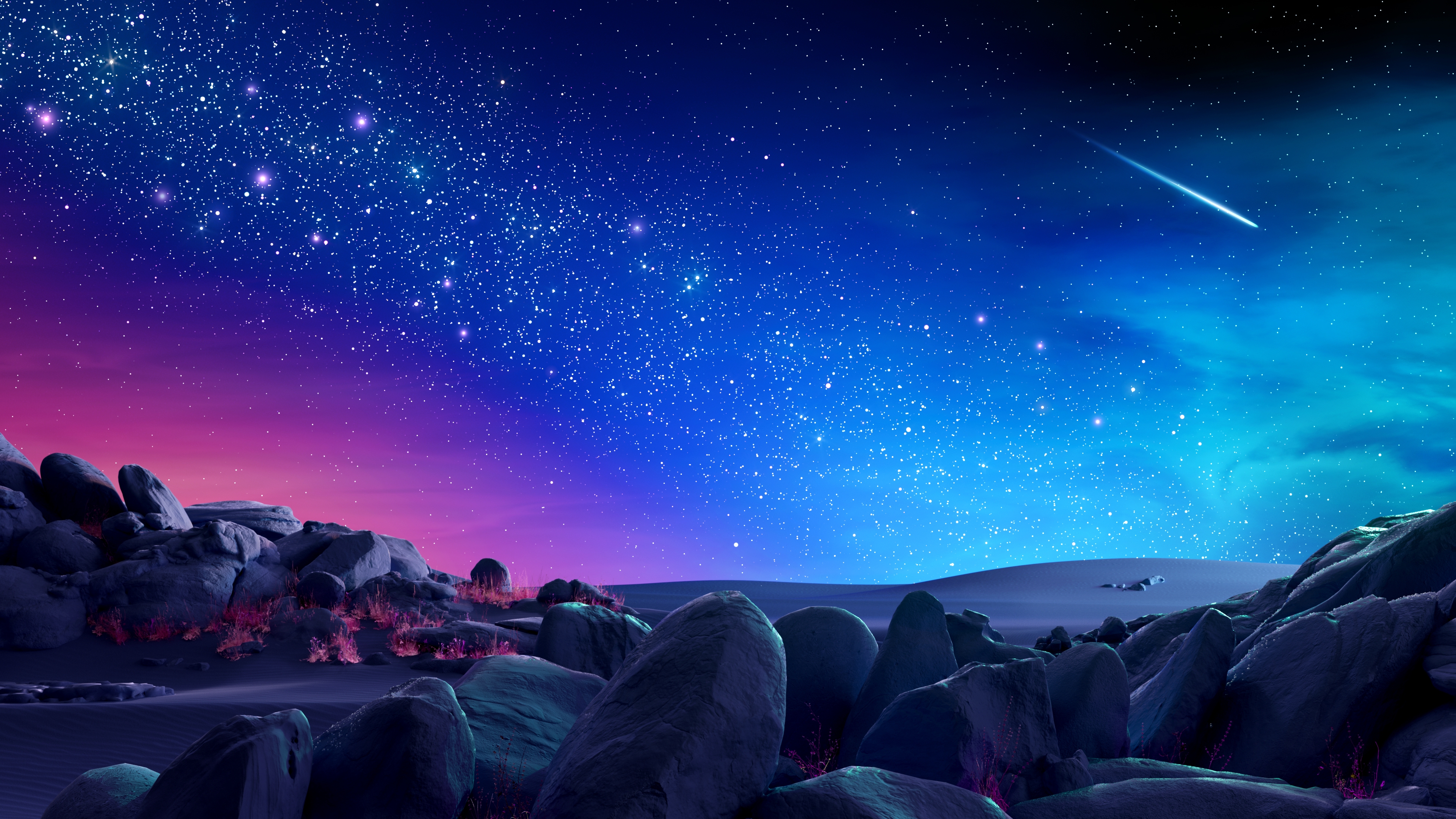 HD wallpaper, Surreal, Magic, Milky Way, Colorful, Desert, Rocks, Night Sky, Blue Aesthetic, Stars