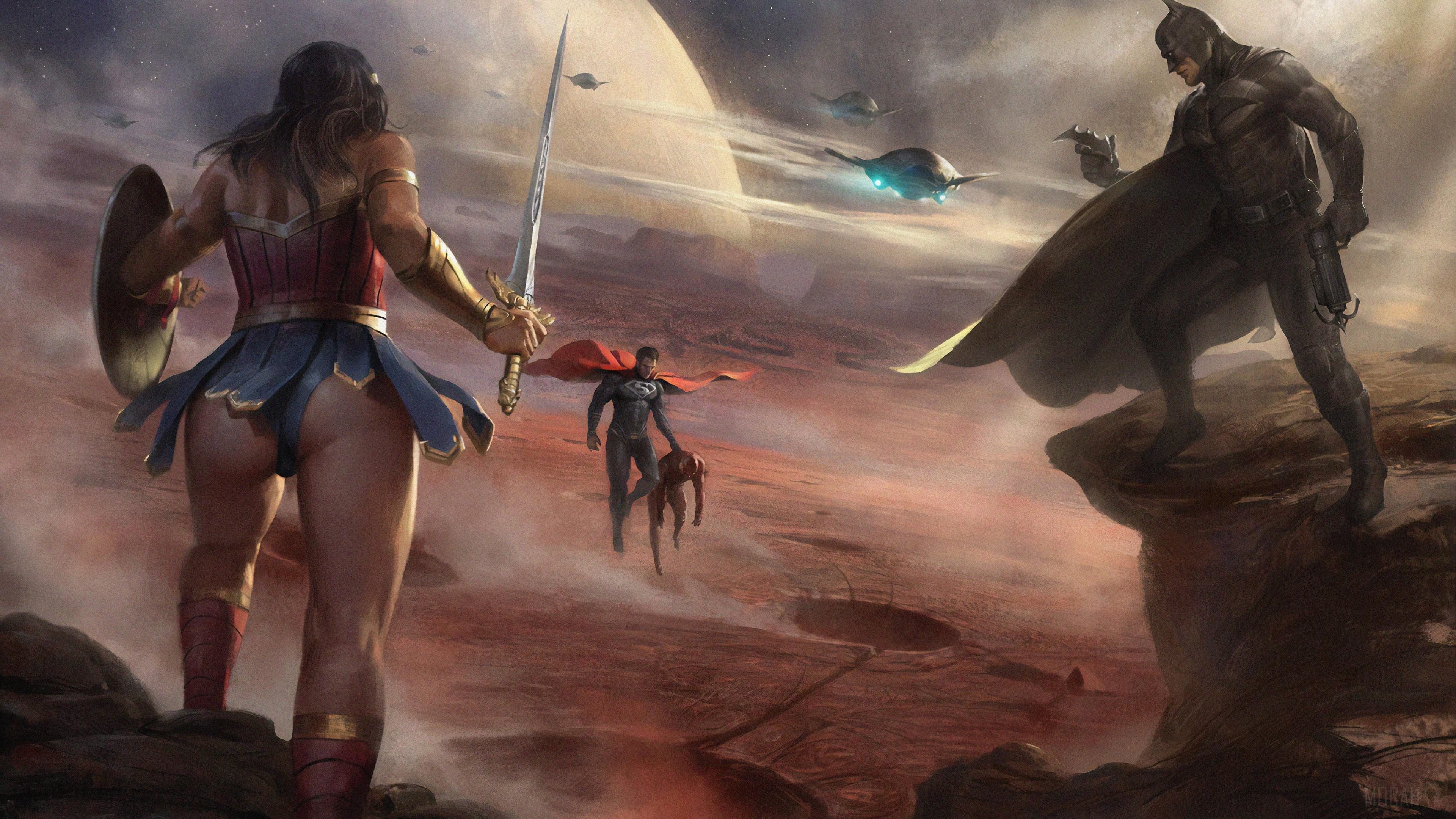 HD wallpaper, Diana And Bruce Saving Flash From Superman 4K
