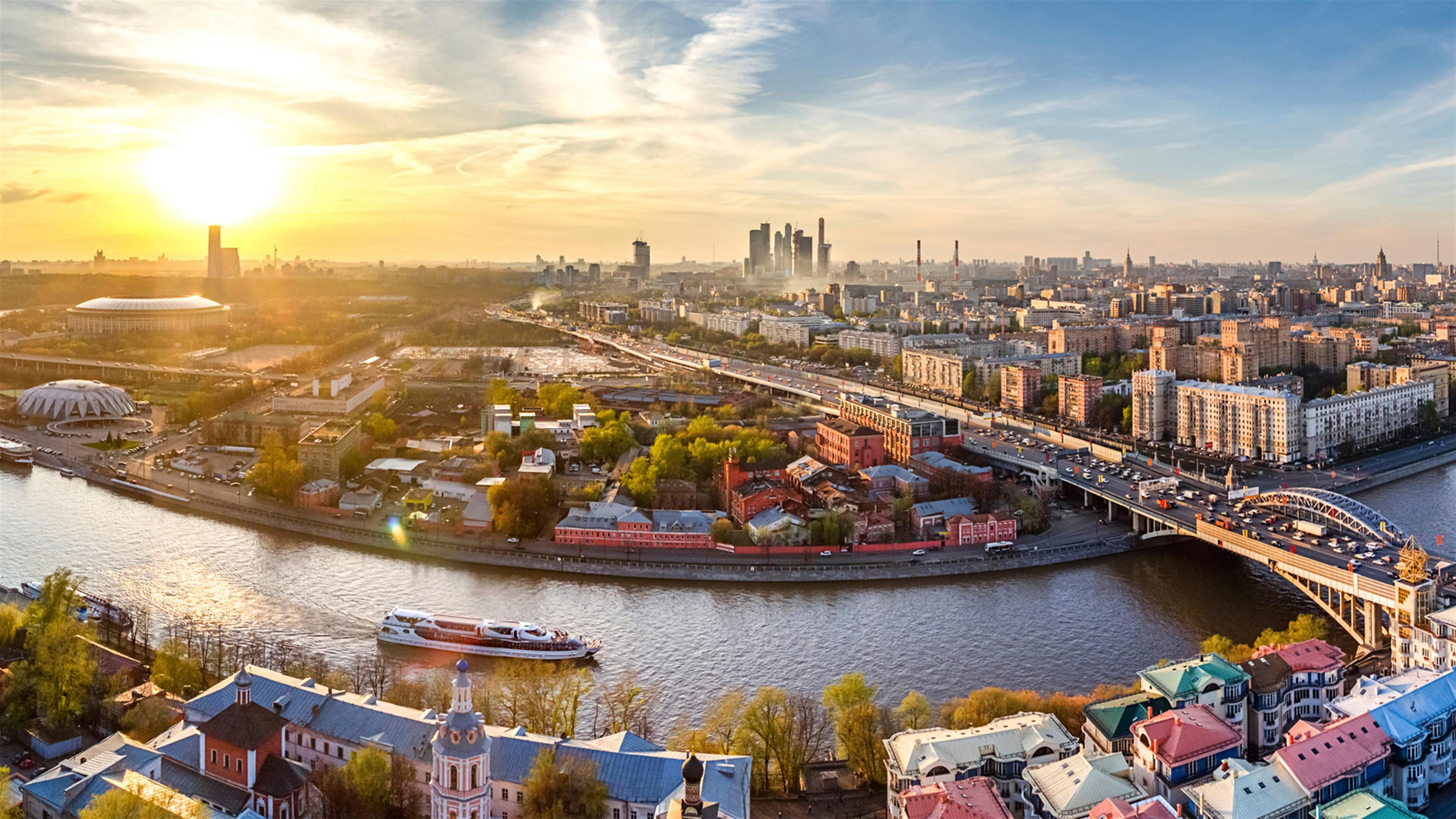 HD wallpaper, Downtown Moscow Russia Panorama 4K
