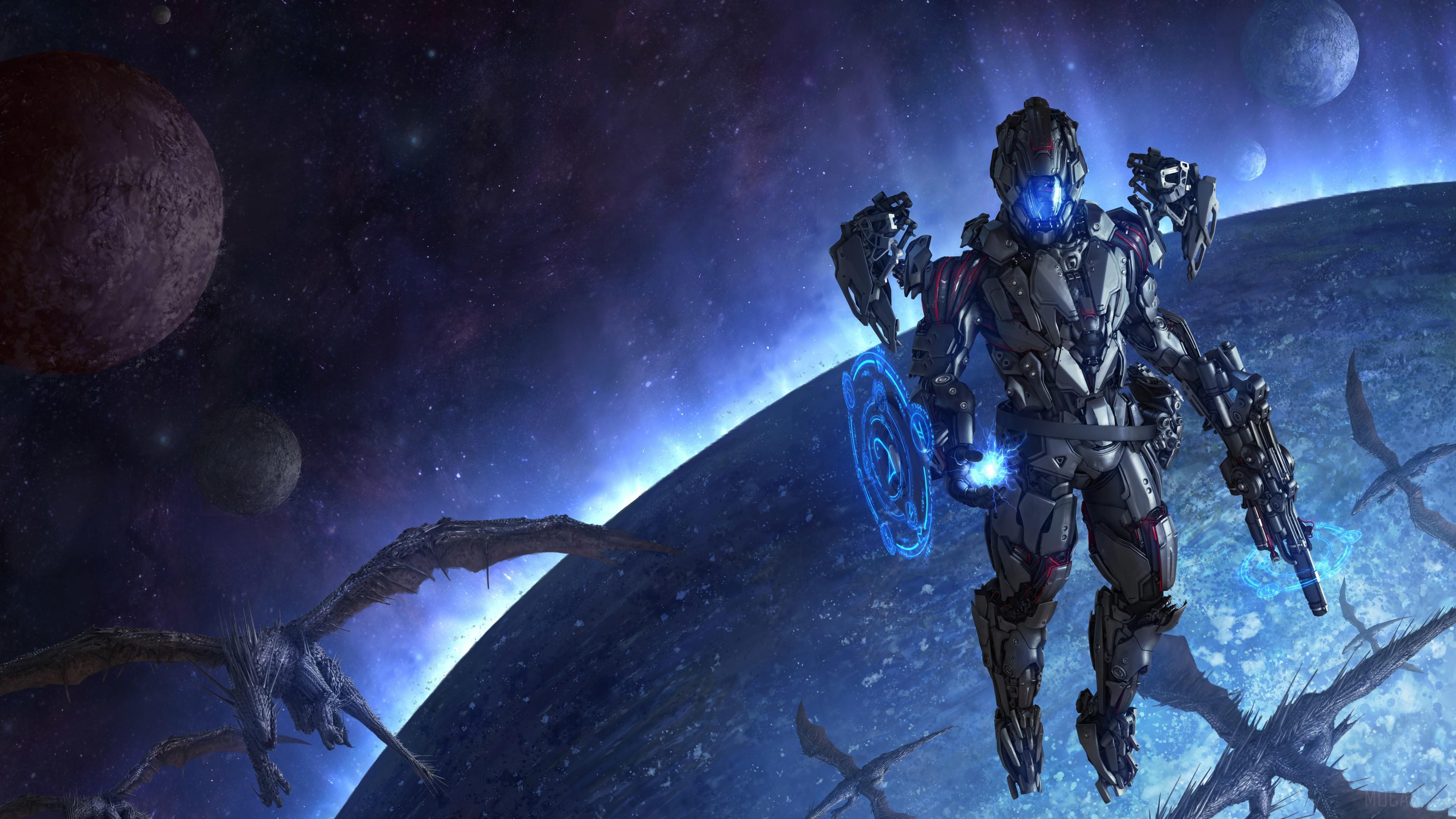 HD wallpaper, Dragons Scifi Space Cyborg Space 4K