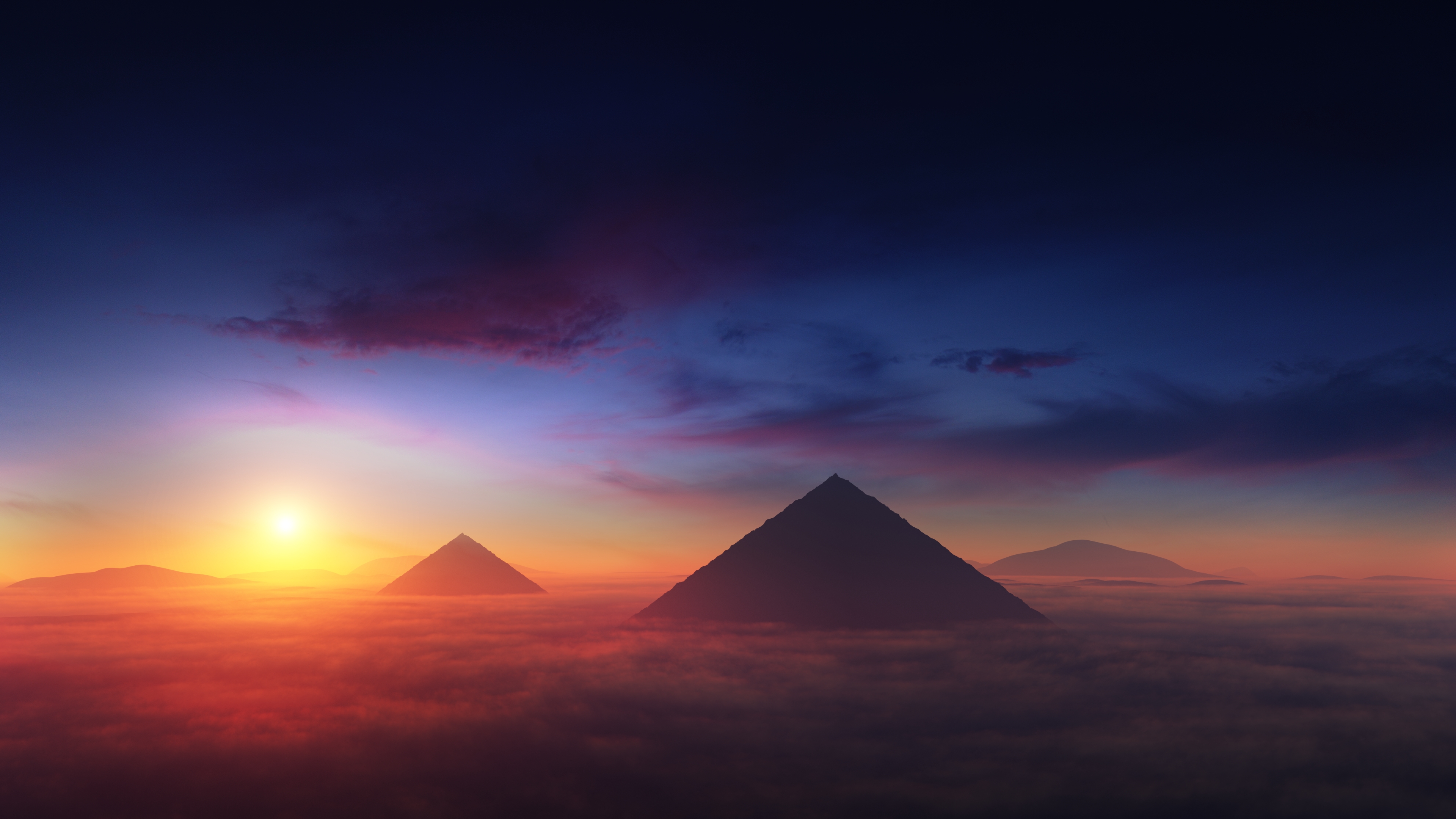 HD wallpaper, The Great Pyramid Of Giza, Horizon, Seven Wonders Of The Ancient World, Egyptian Pyramids, Sunrise, Ancient Architecture, Egypt