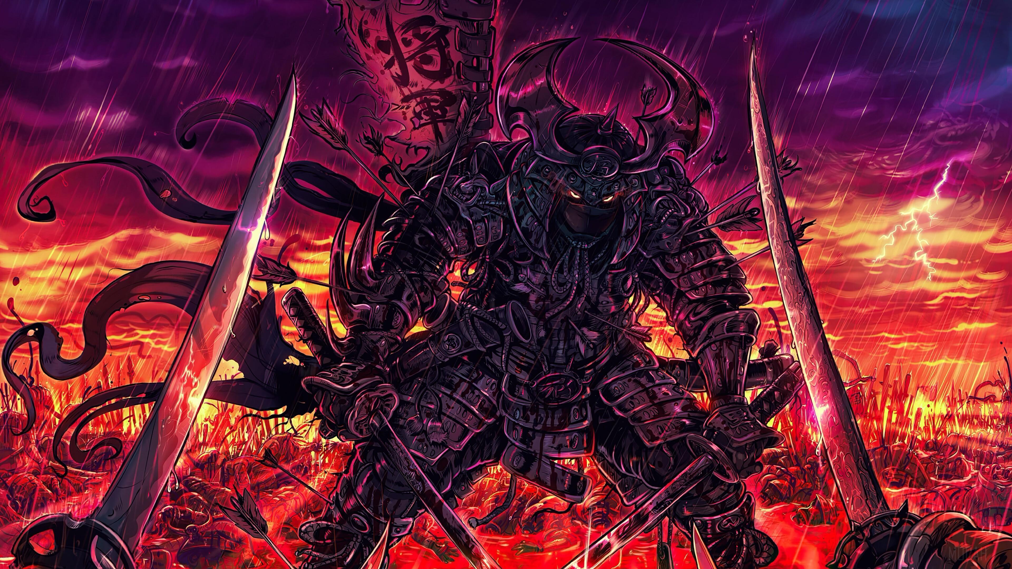 HD wallpaper, Fantasy 4K, Epic, Katana, Samurai, Warrior, Battle