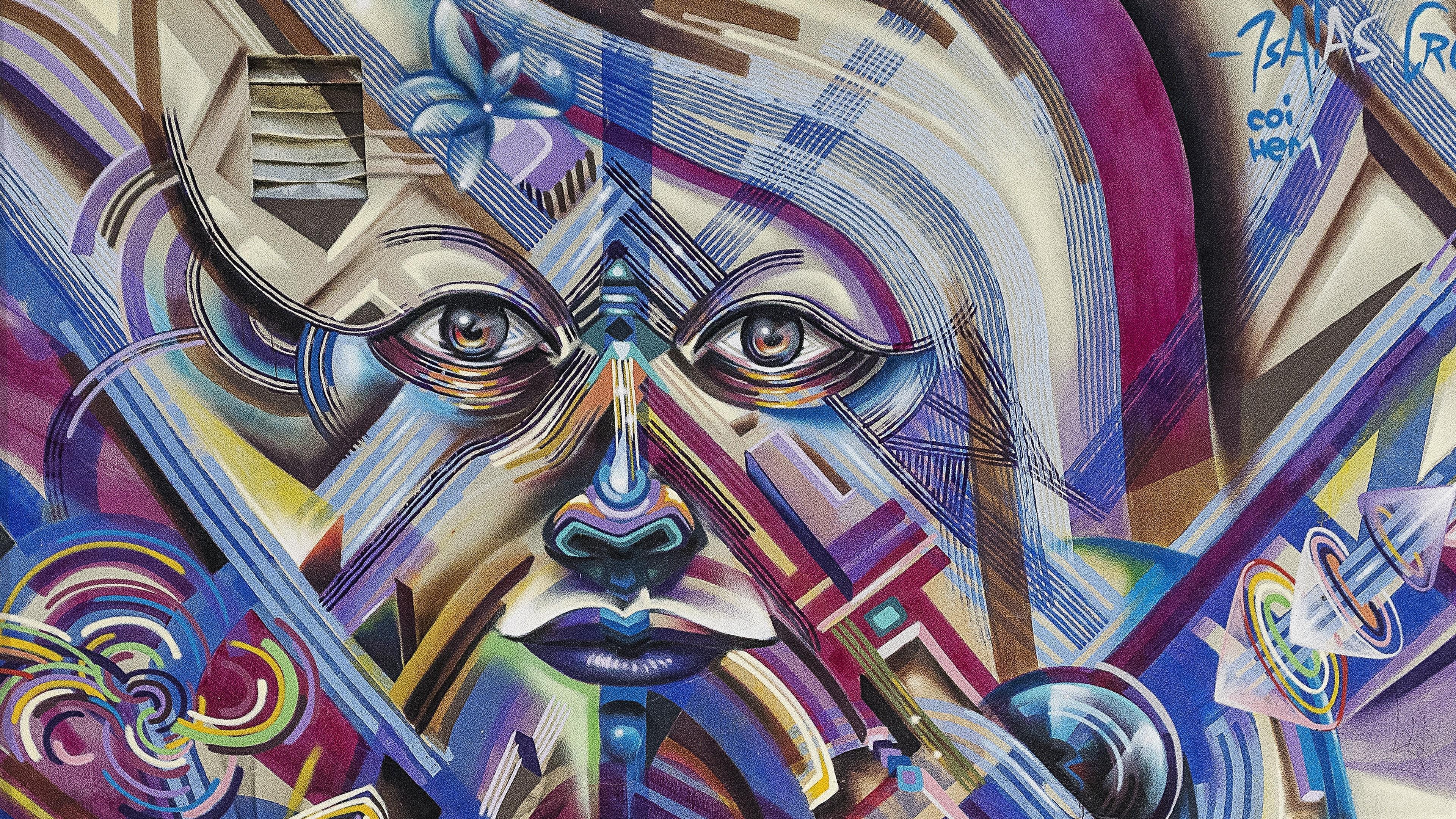 HD wallpaper, Face, Street Art, Graffiti, Grunge 4K