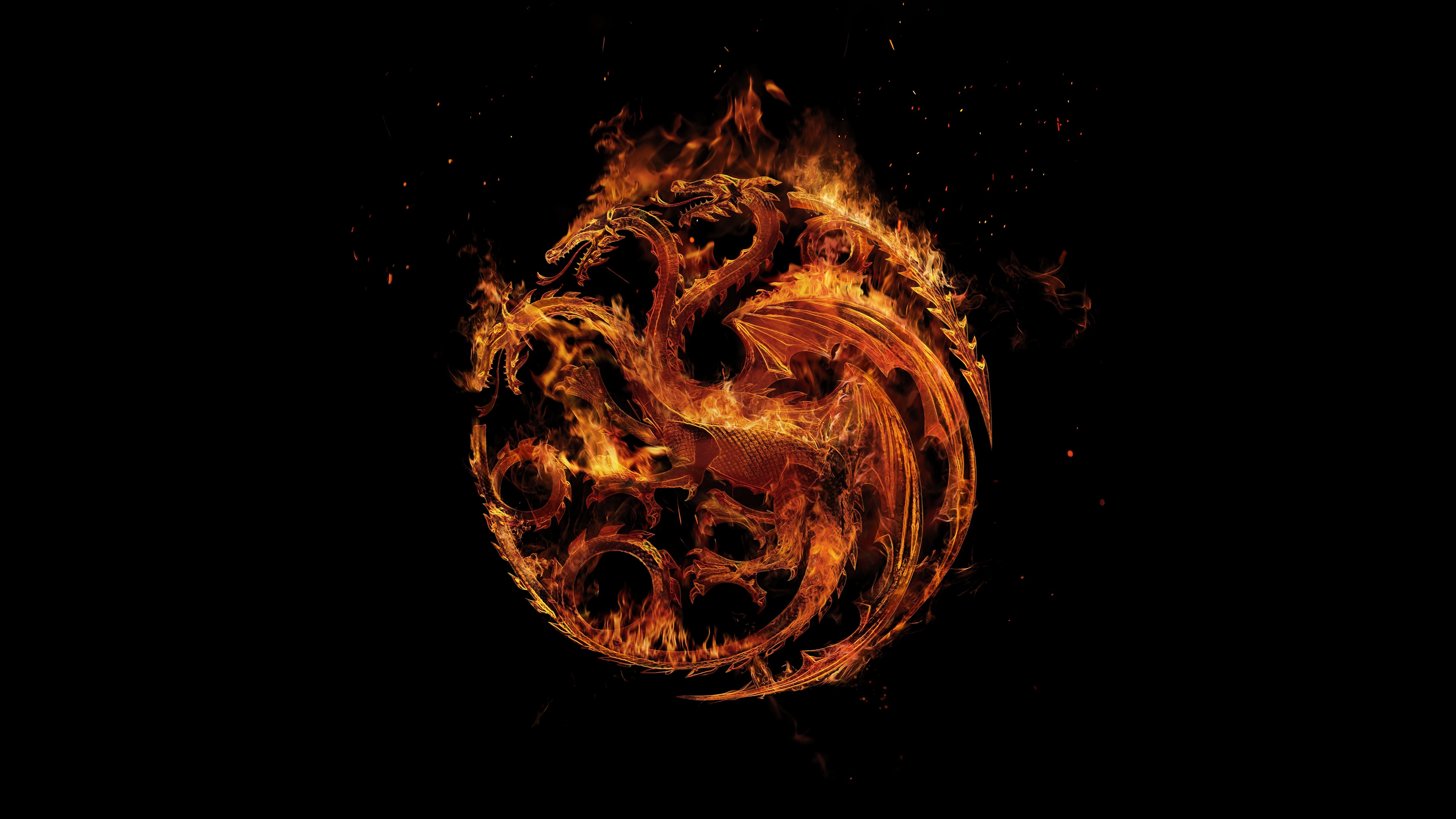 HD wallpaper, Black Background, Fire And Blood, House Of The Dragon, House Targaryen Sigil, 2022 Series