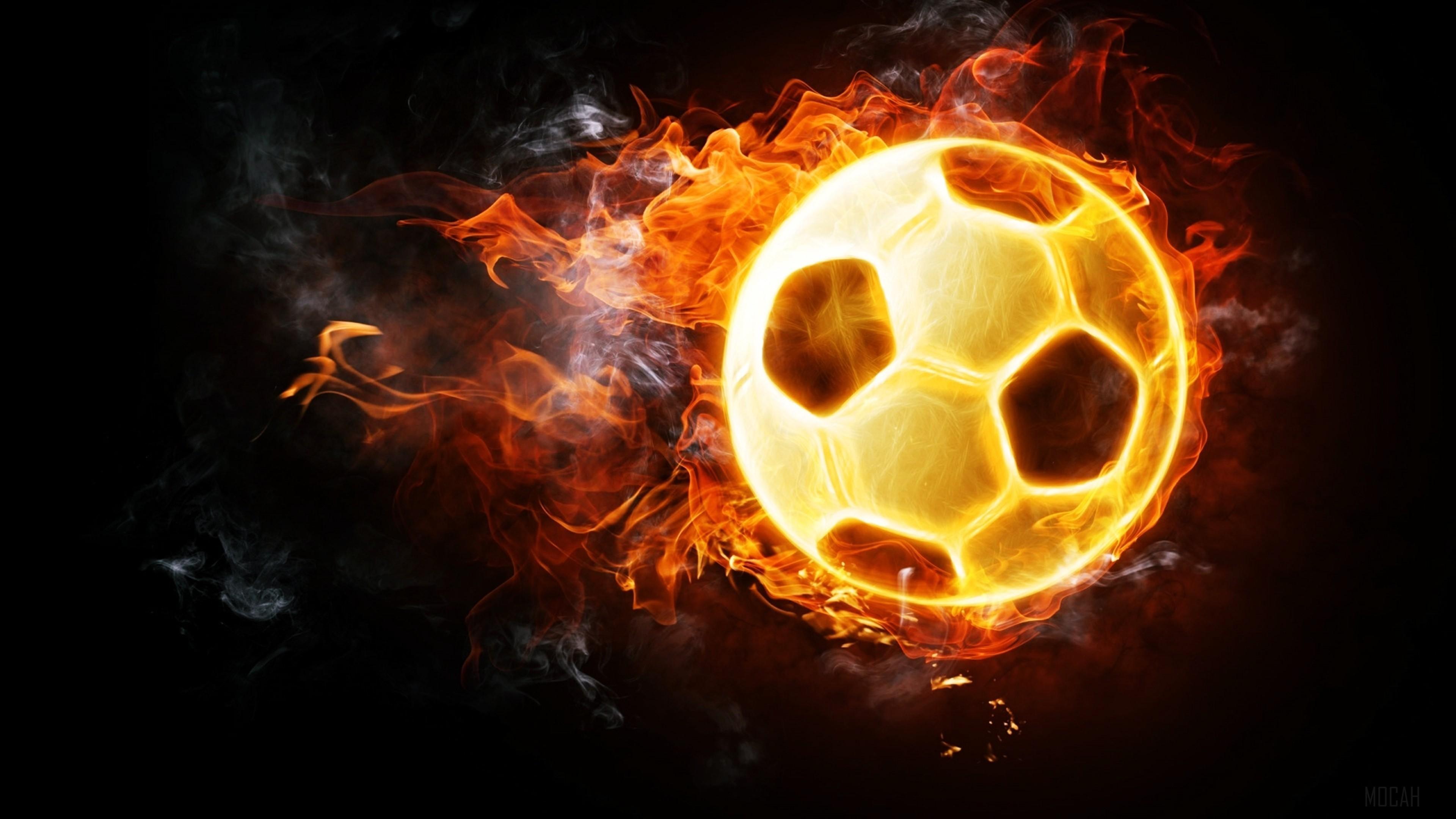 HD wallpaper, Football Soccer Fire Ball 4K