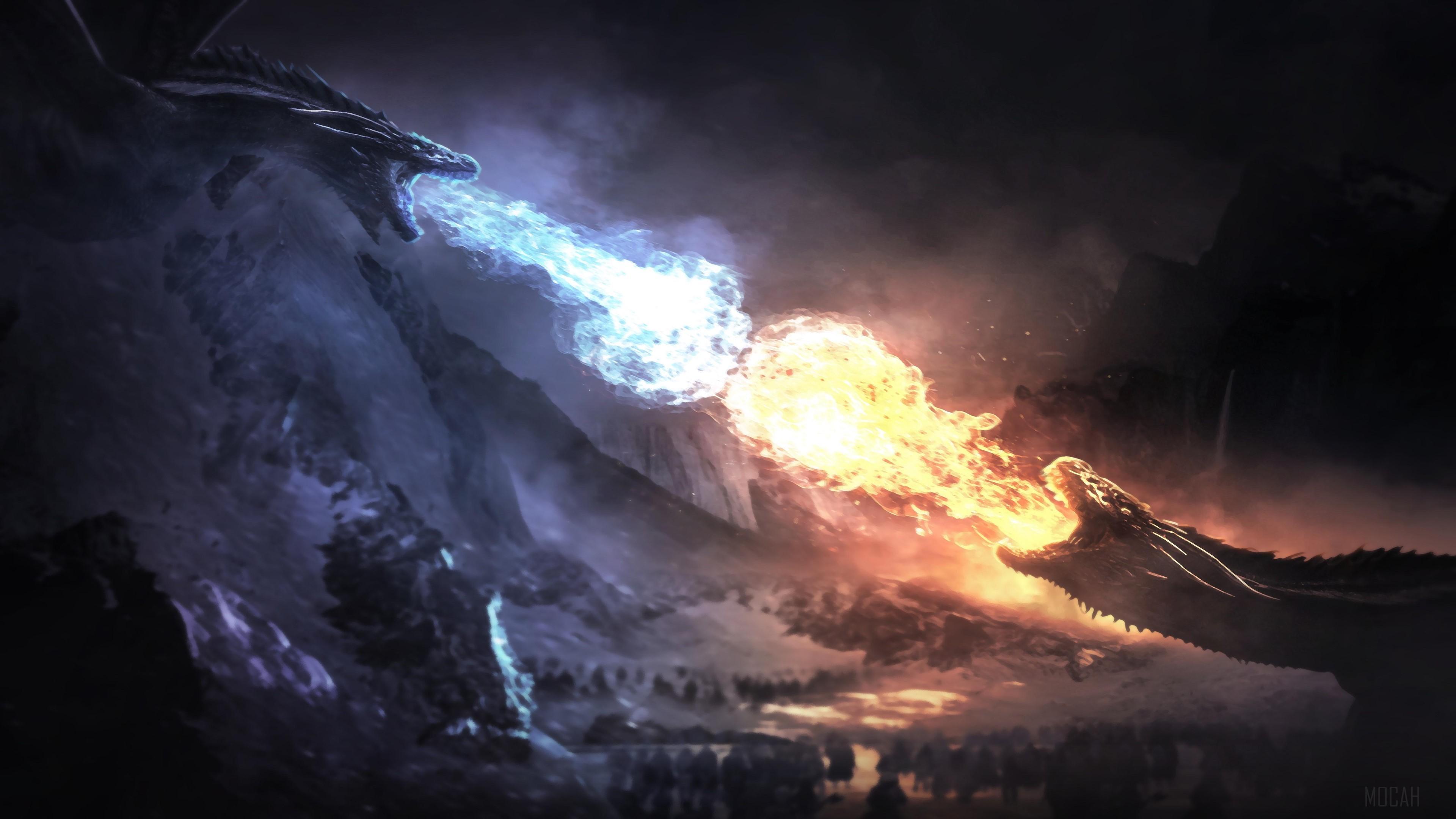 HD wallpaper, Game Of Thrones Season 8 Dragons Fight 4K