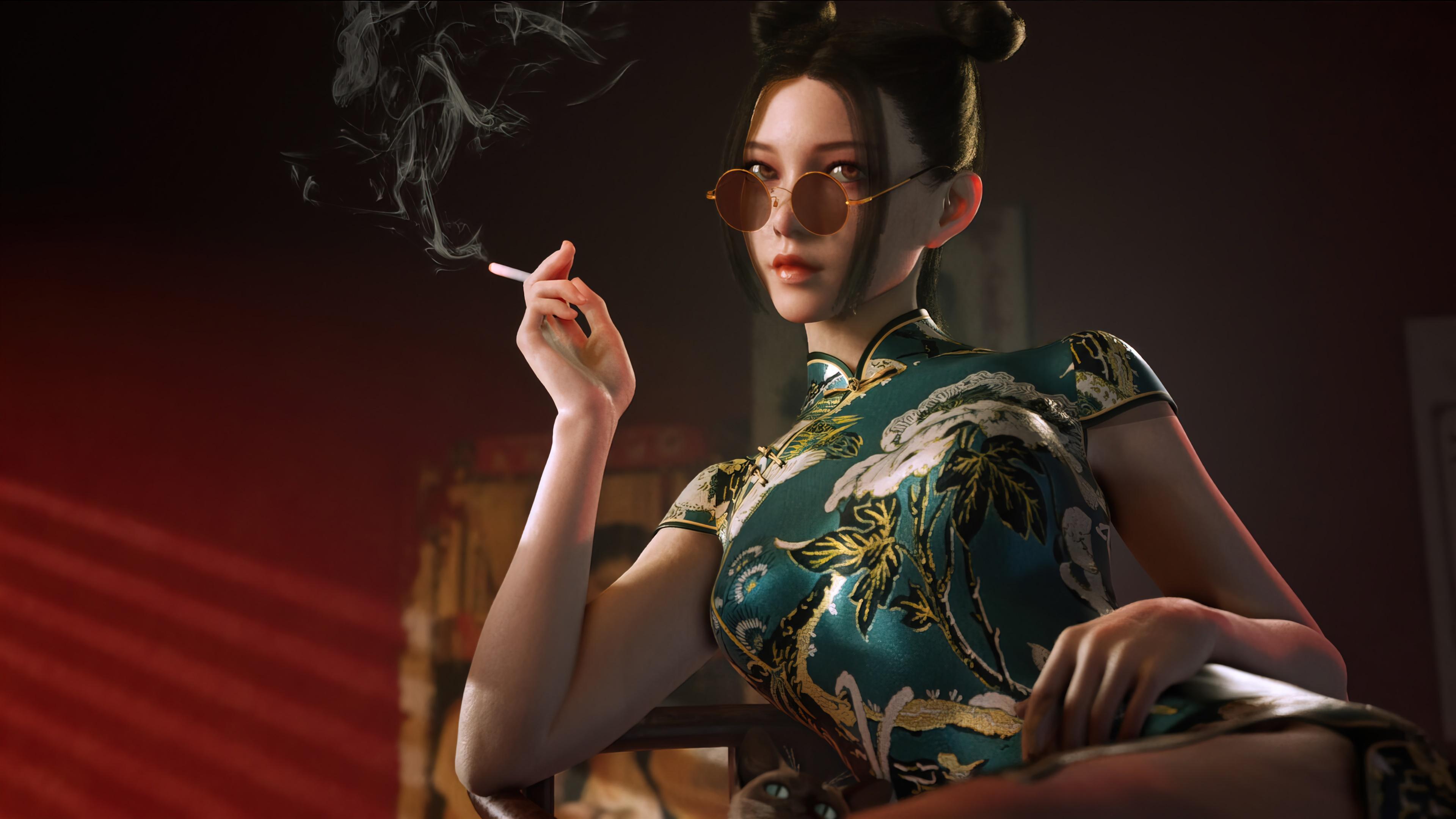HD wallpaper, Pc, Girl, Smoking, Digital Art, 4K