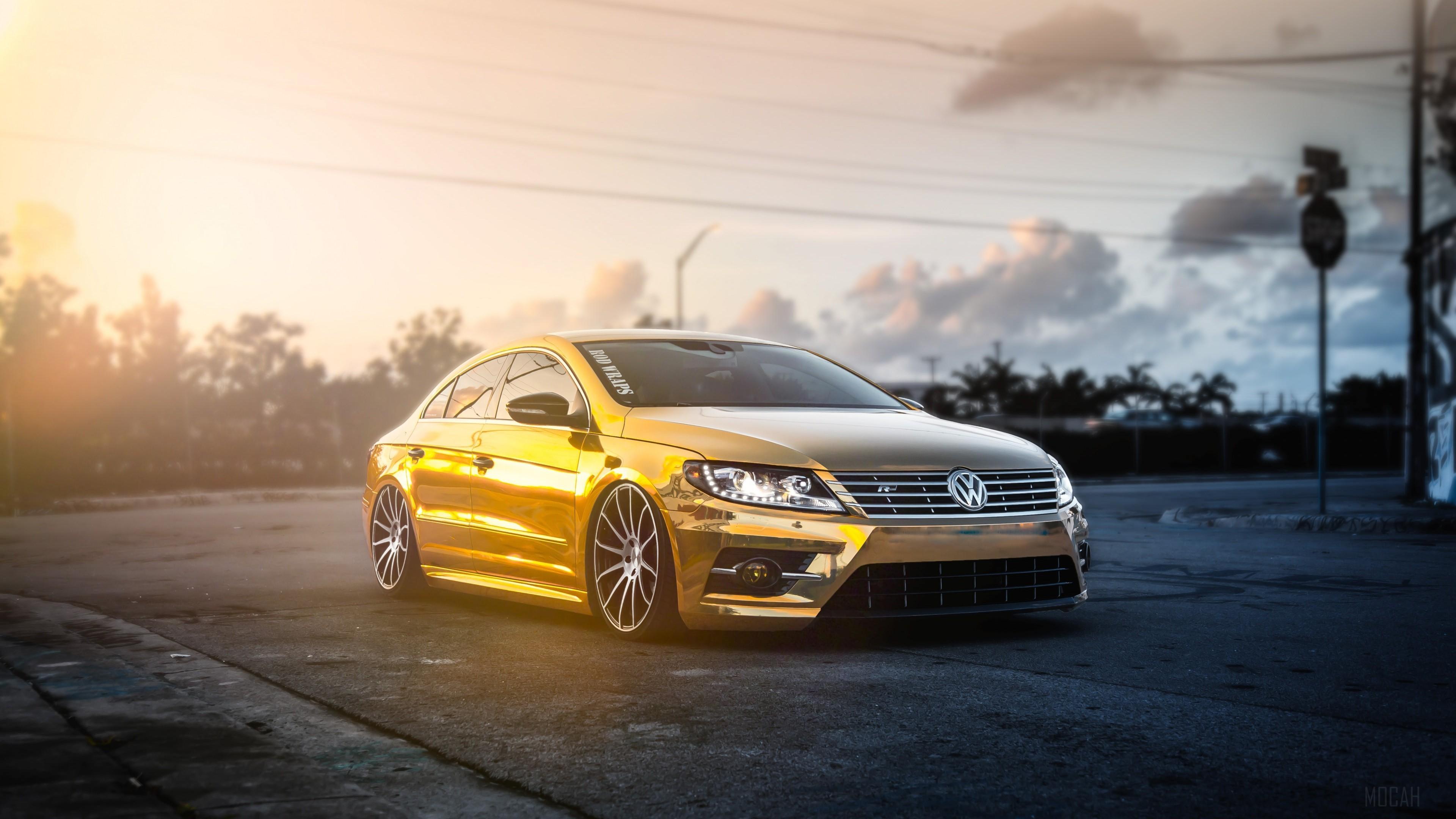 HD wallpaper, Golden Volkswagen Passat 4K