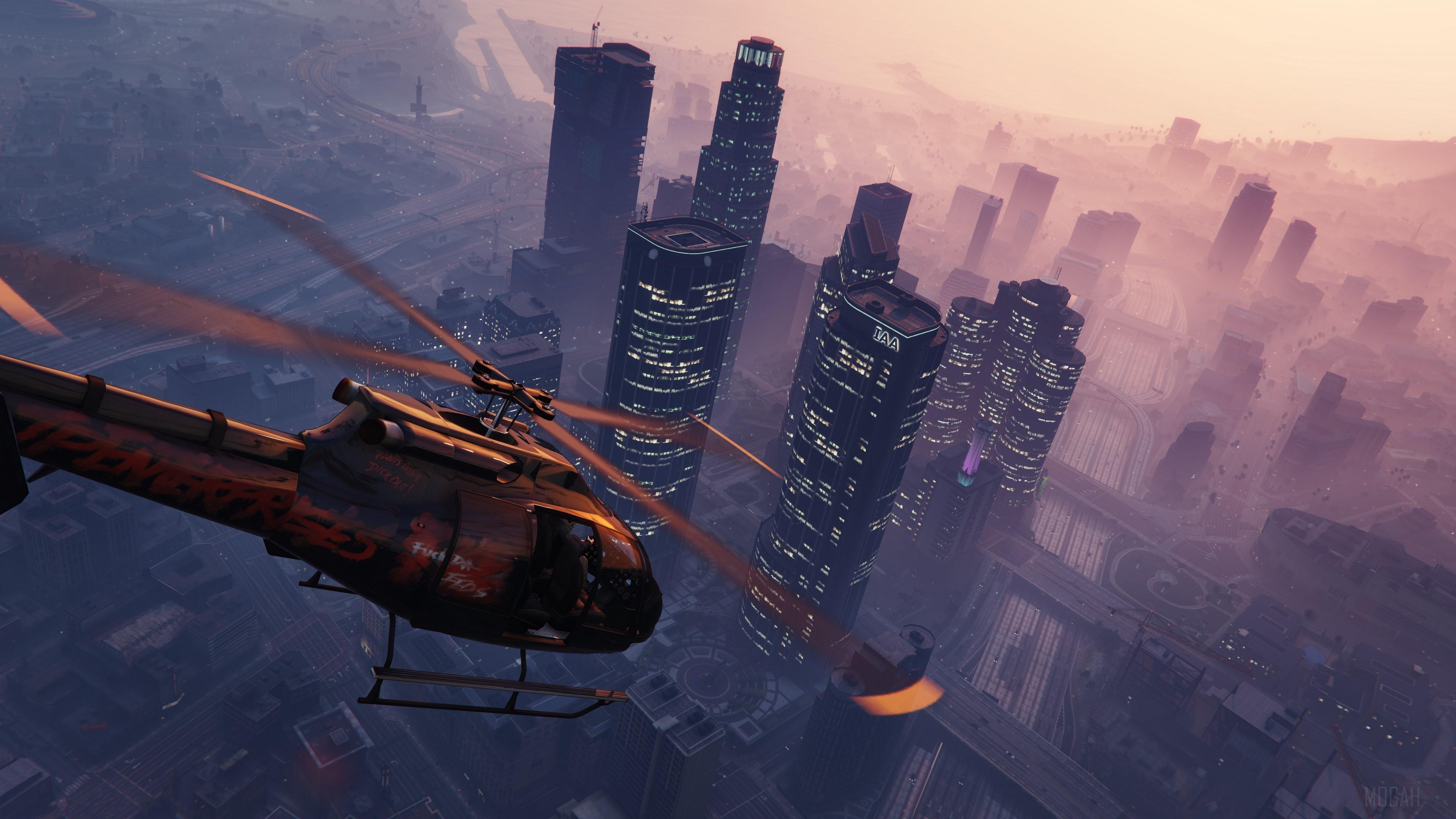 HD wallpaper, Helicopter, Building 4K, Grand Theft Auto V, Sky, Gta 5