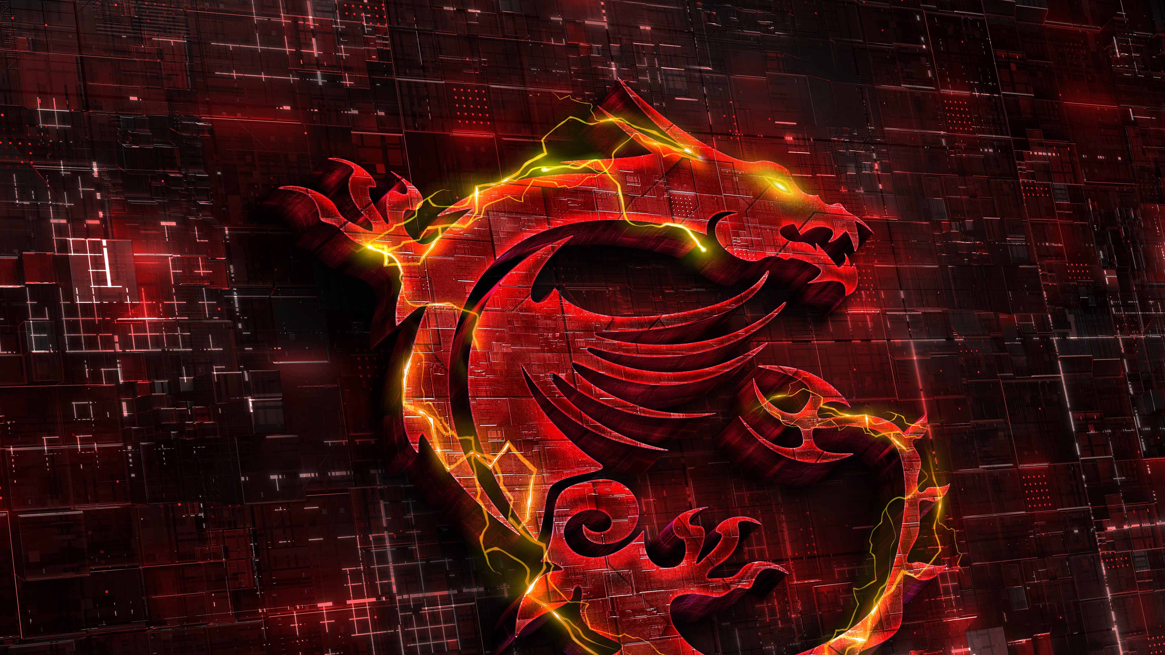 HD wallpaper, Grid, 3D Background, Dragon, Red Background, Msi Gaming, Fire