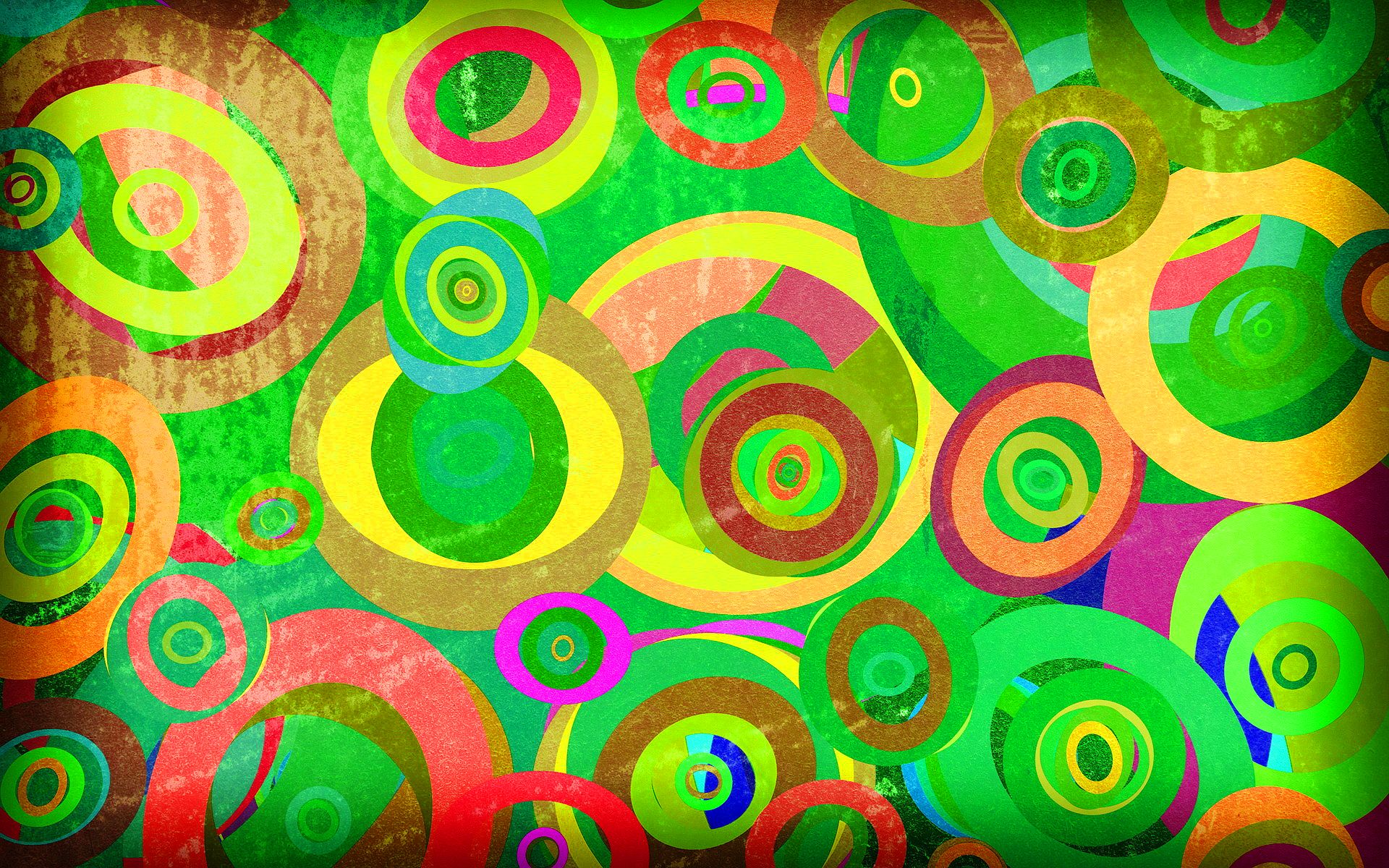 HD wallpaper, Circles, Pattern, Green, Grunge