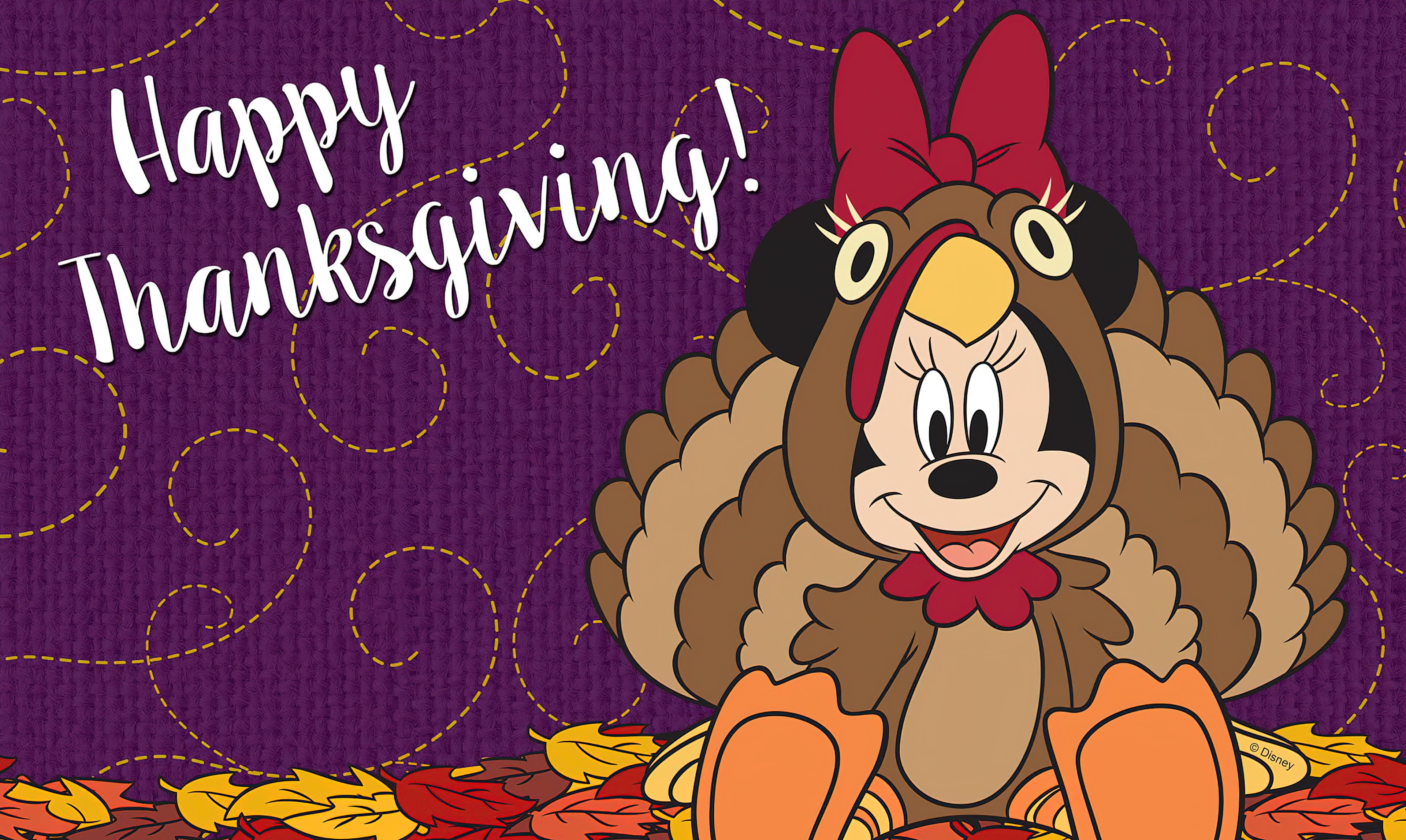 HD wallpaper, Turkey, Disney, Purple Background, Happy Thanksgiving, Minnie Mouse